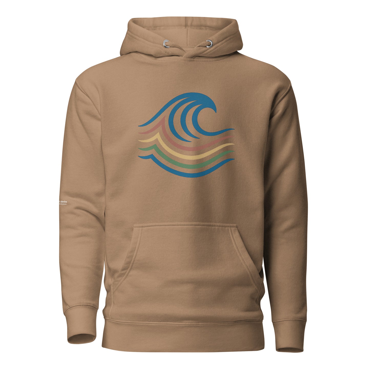 BreakWater Hoodie — latte, front view, queer-owned PNW Pride apparel