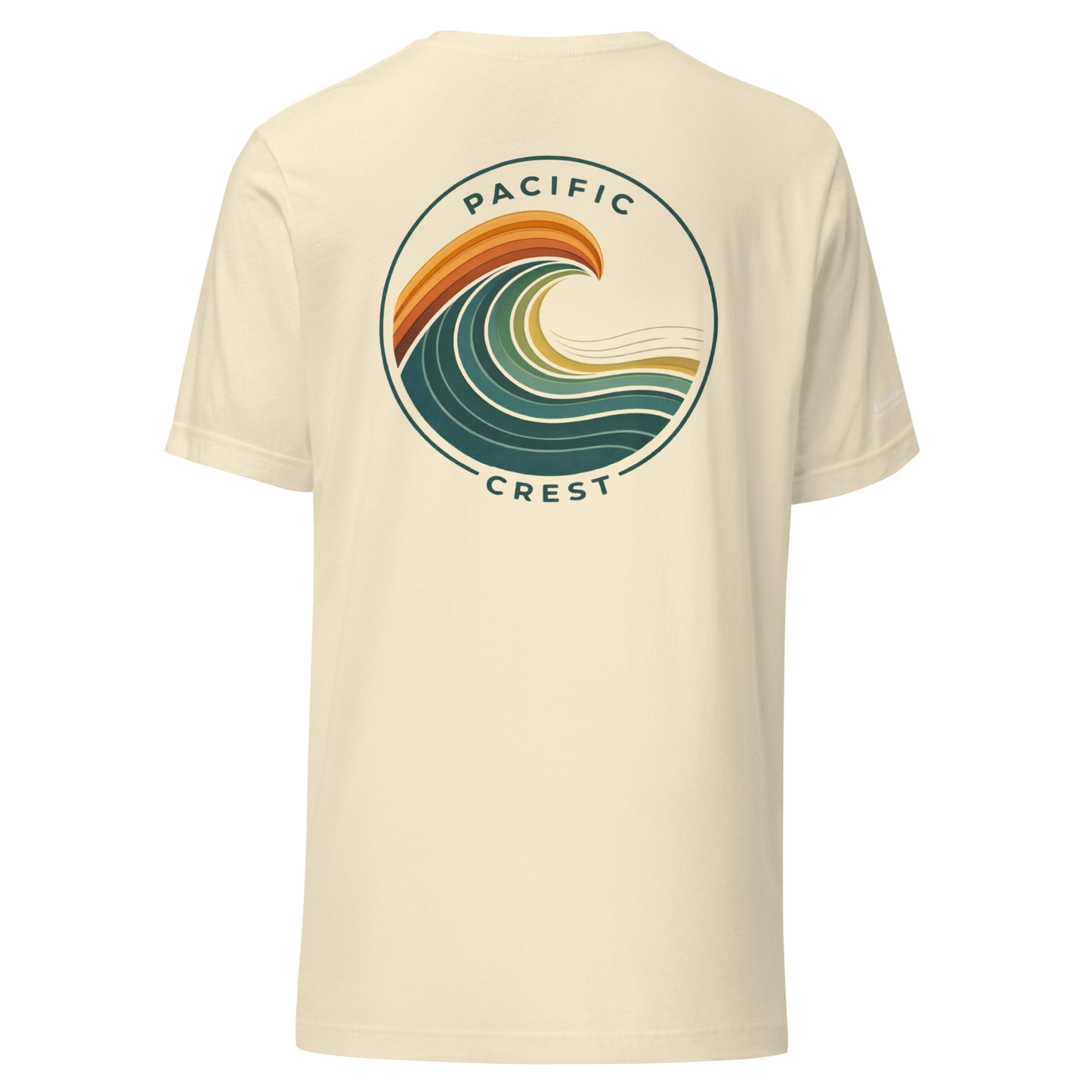 Patchwork Pacific T-Shirt — natural, back view, queer-owned PNW Pride apparel