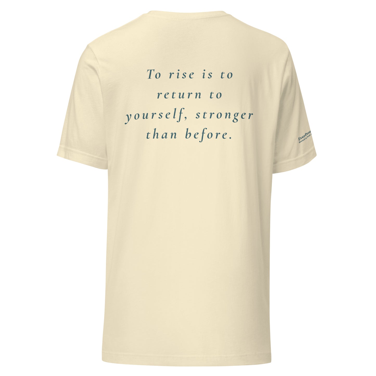 Rise T-Shirt — natural, back view, queer-owned PNW Pride apparel