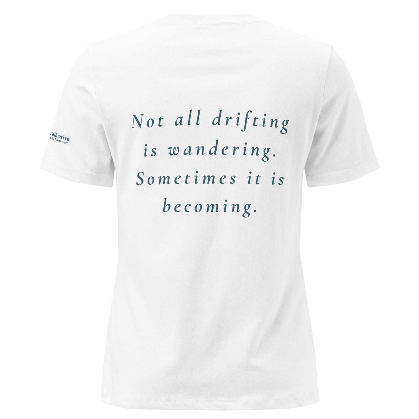 Drift Women's Relaxed T-Shirt — white, back view, queer-owned PNW Pride apparel