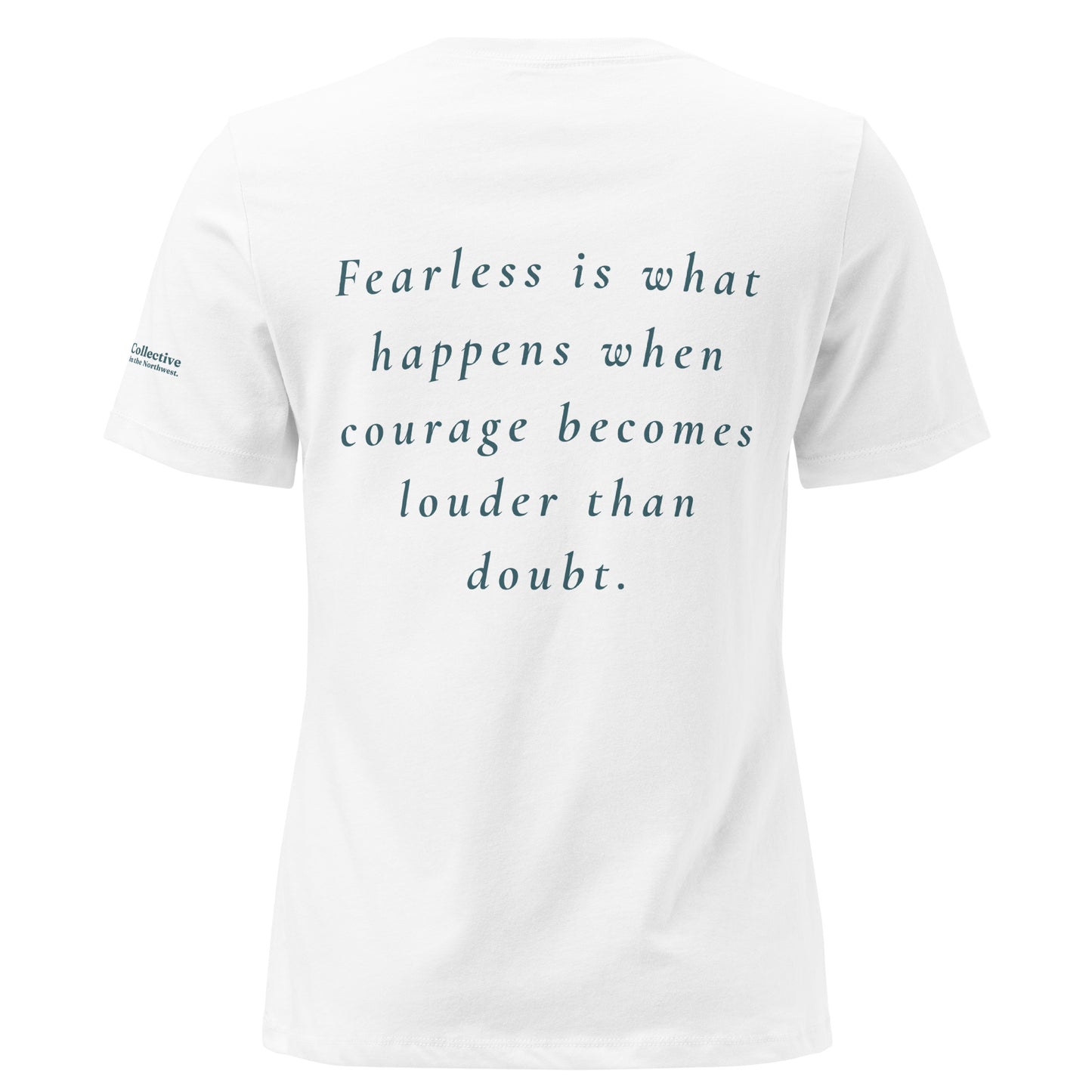 Fearless Women's Relaxed T-Shirt — white, back view, queer-owned PNW Pride apparel
