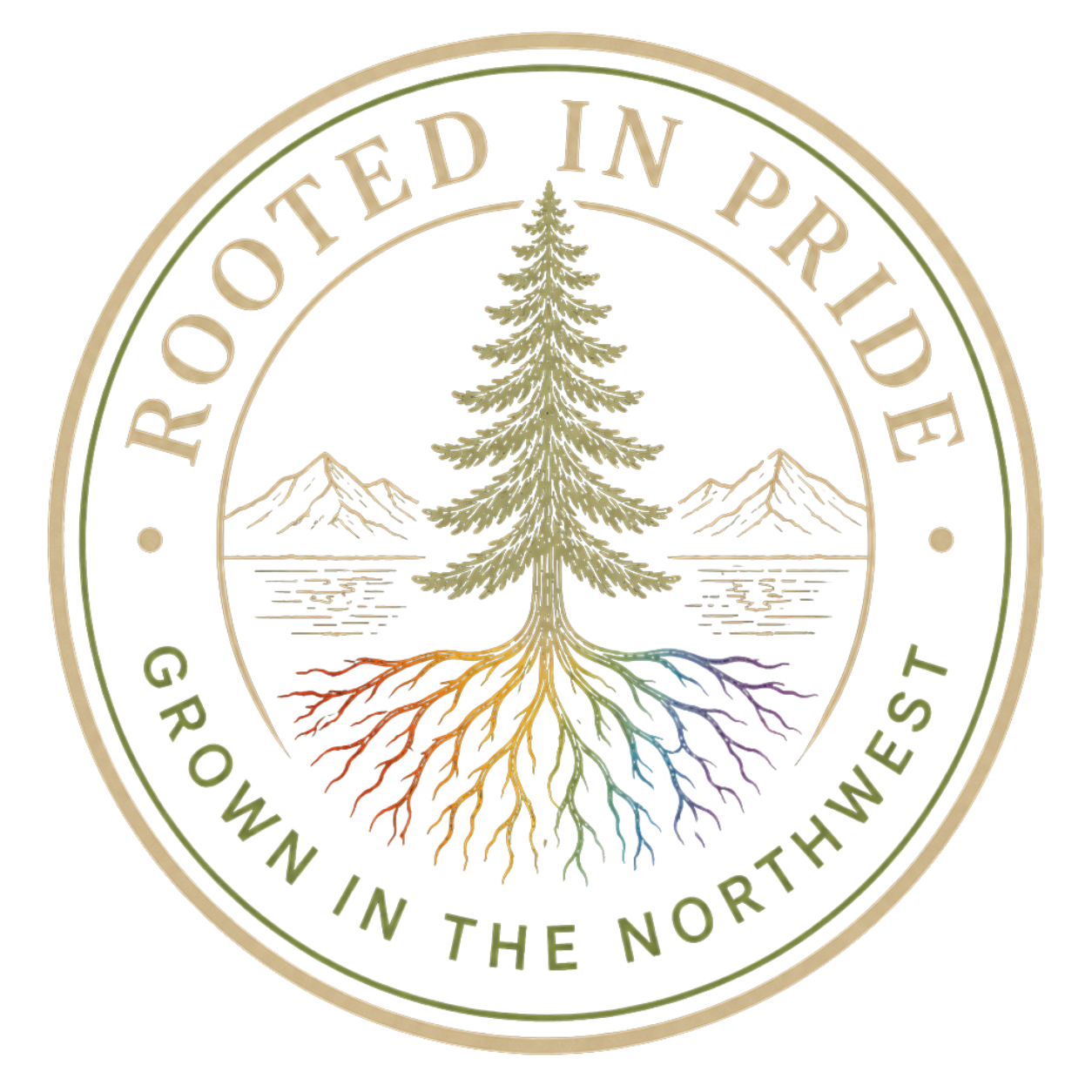 Rooted in Pride collection image for subtle Pacific Northwest Pride apparel