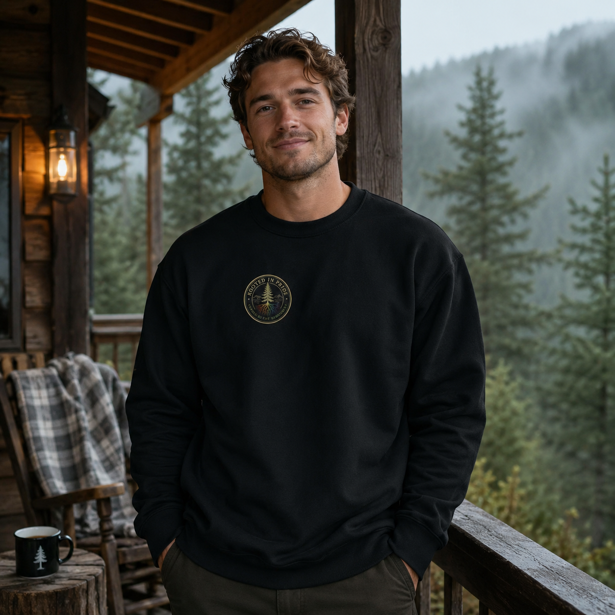 Beneath the Canopy Sweatshirt — queer-owned Pacific Northwest LGBTQ+ Pride apparel, front view