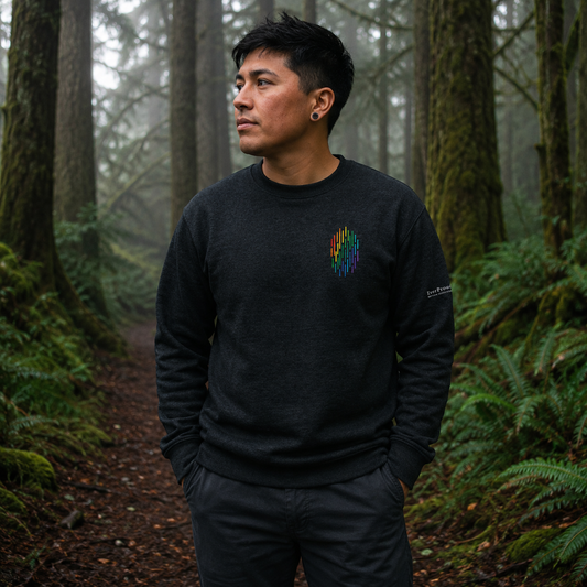PrideFall Sweatshirt — queer-owned Pacific Northwest LGBTQ+ Pride apparel, front view