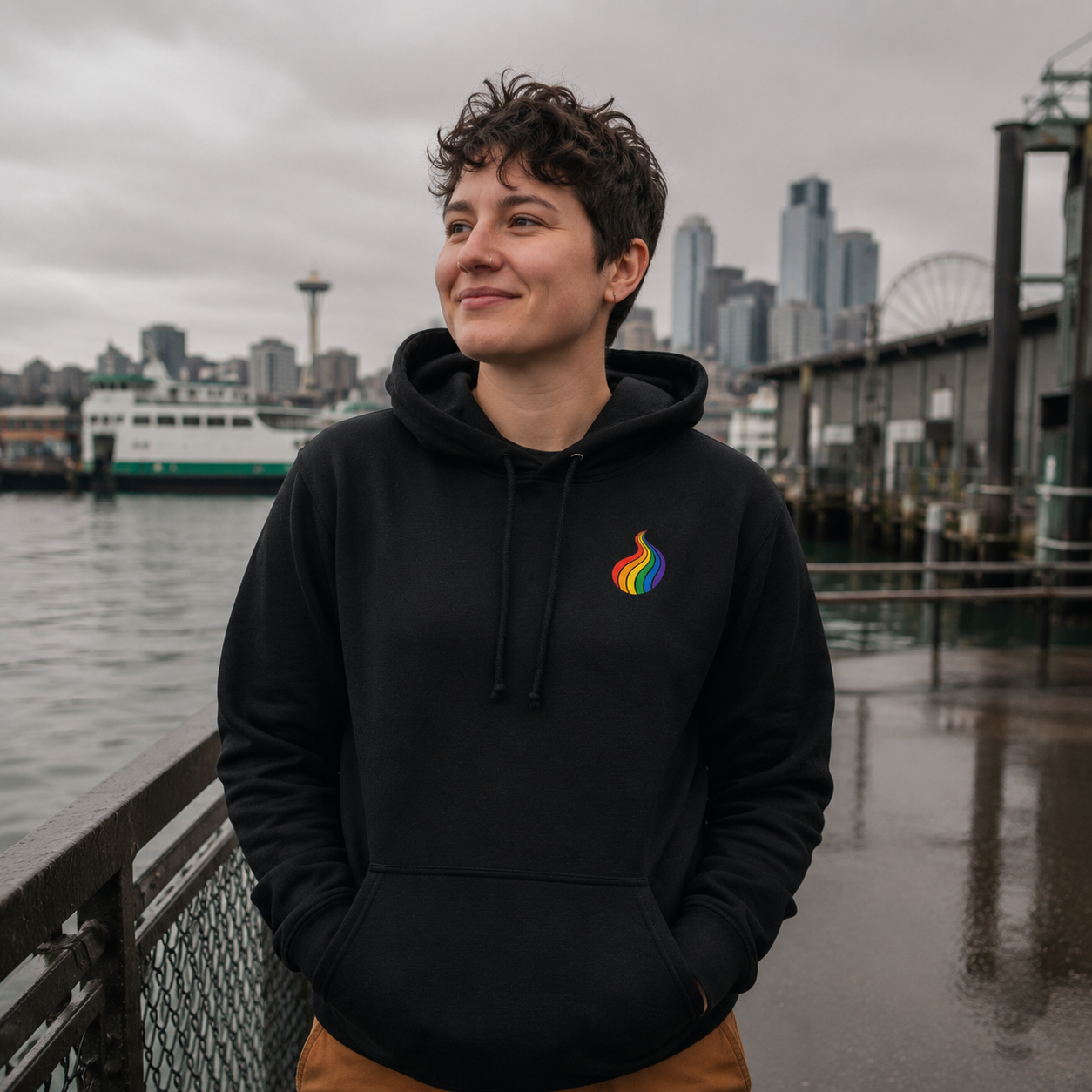 ProudPath Hoodie — queer-owned Pacific Northwest LGBTQ+ Pride apparel, front view