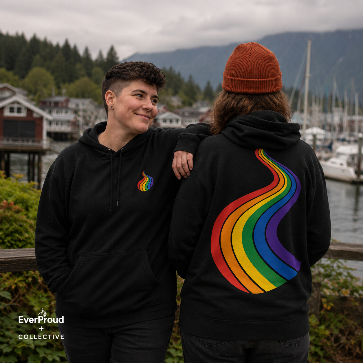 ProudPath Hoodie — queer-owned Pacific Northwest LGBTQ+ Pride apparel, front view