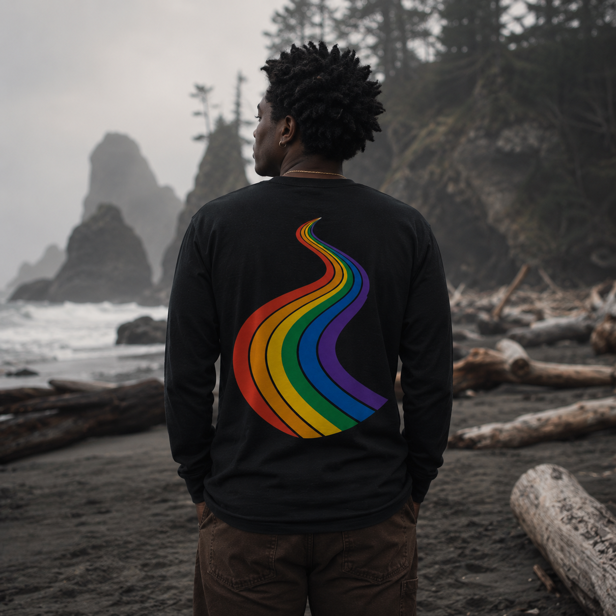 ProudPath Long Sleeve Tee — queer-owned Pacific Northwest LGBTQ+ Pride apparel, back view