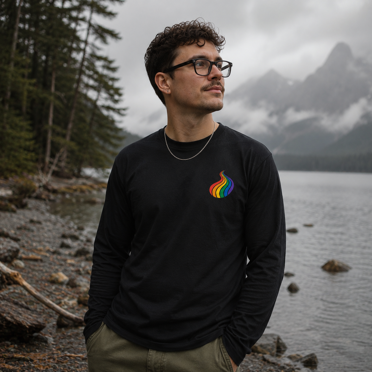 ProudPath Long Sleeve Tee — queer-owned Pacific Northwest LGBTQ+ Pride apparel, front view