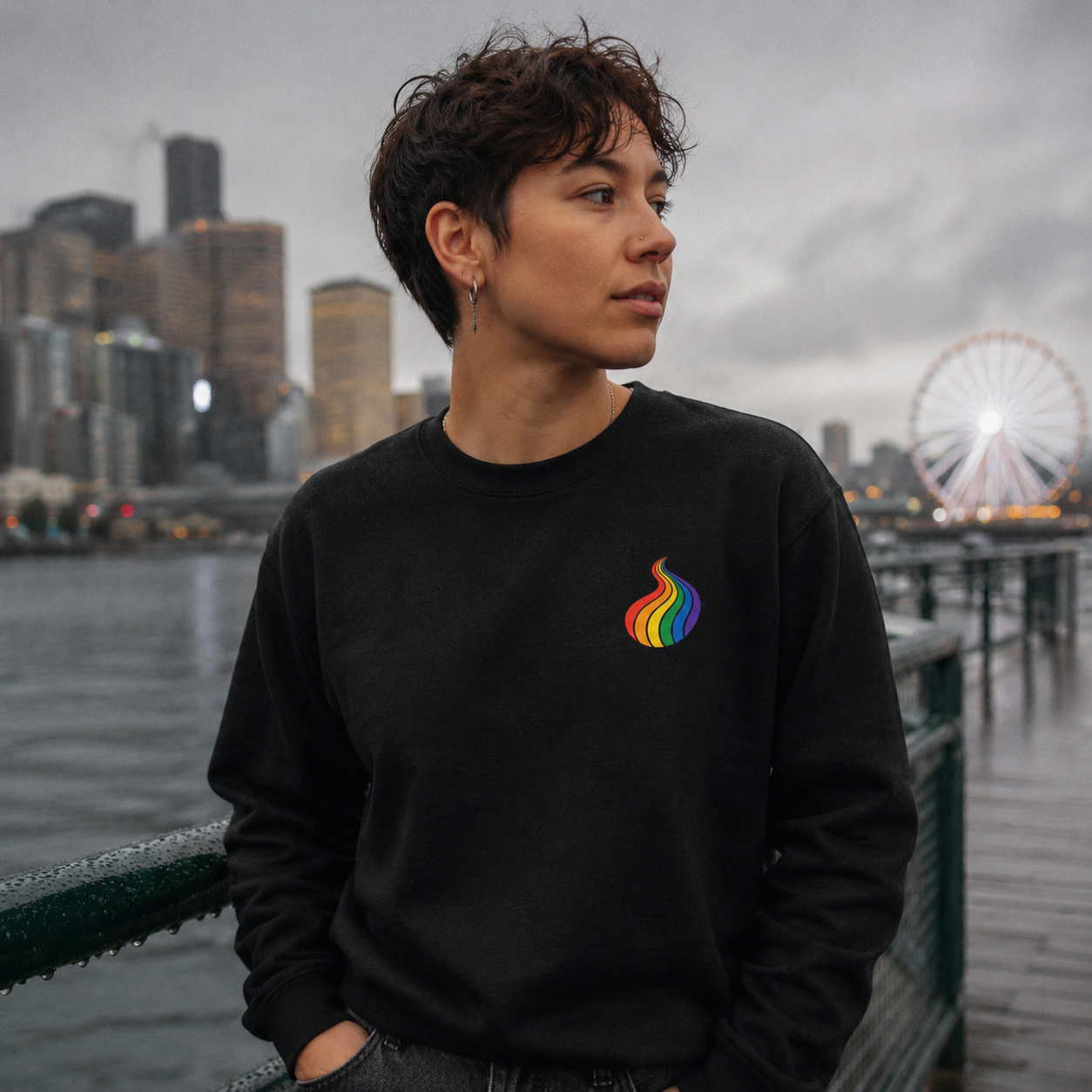 ProudPath Sweatshirt — queer-owned Pacific Northwest LGBTQ+ Pride apparel, front view