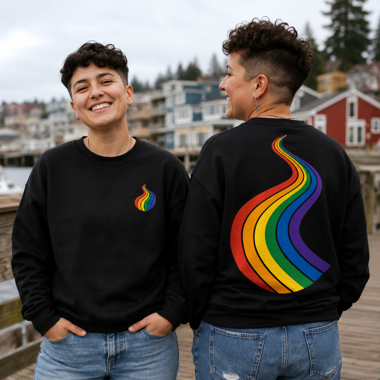 ProudPath Sweatshirt — queer-owned Pacific Northwest LGBTQ+ Pride apparel, front view