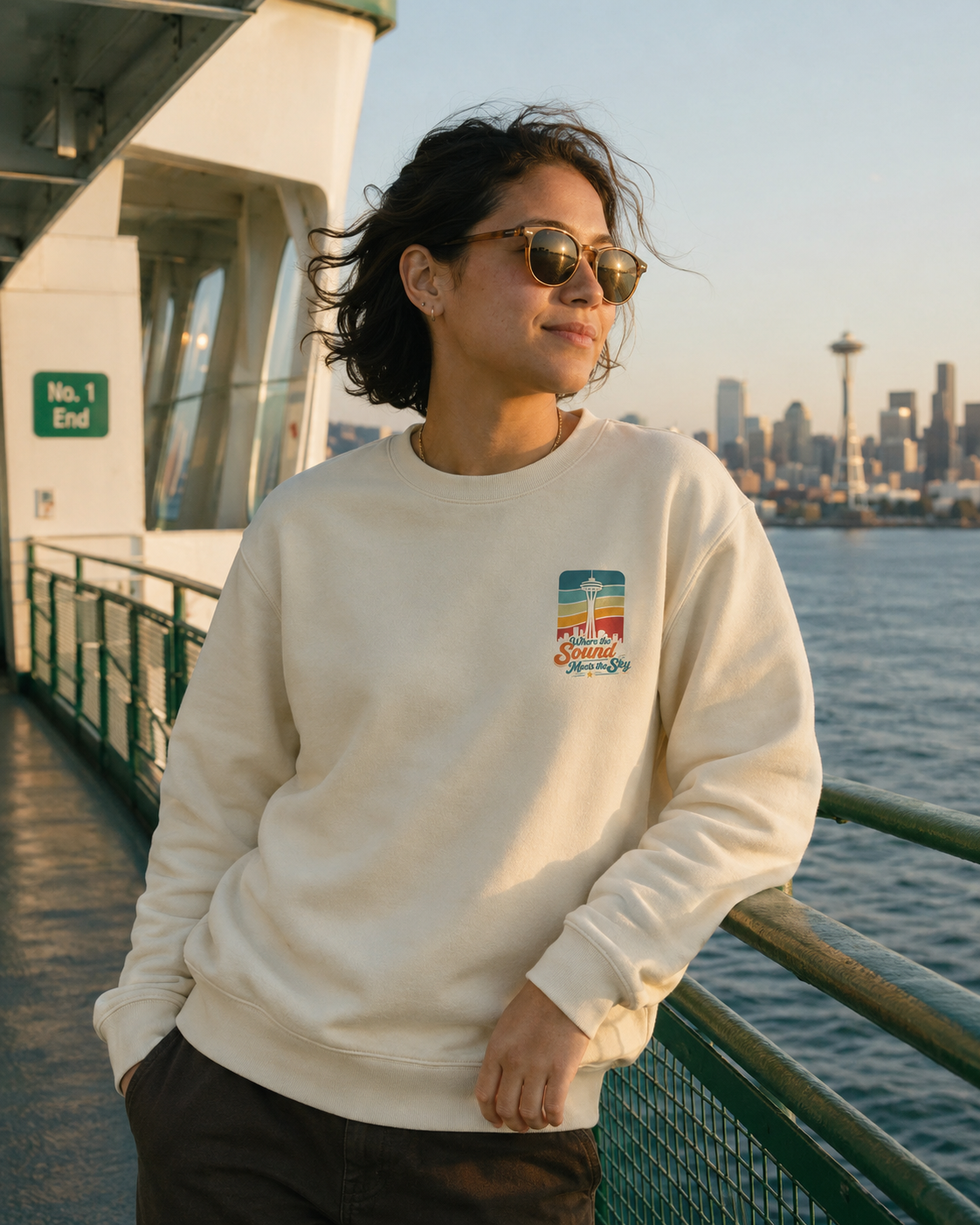 Where the Sound Meets the Sky Sweatshirt — queer-owned Pacific Northwest LGBTQ+ Pride apparel, front view