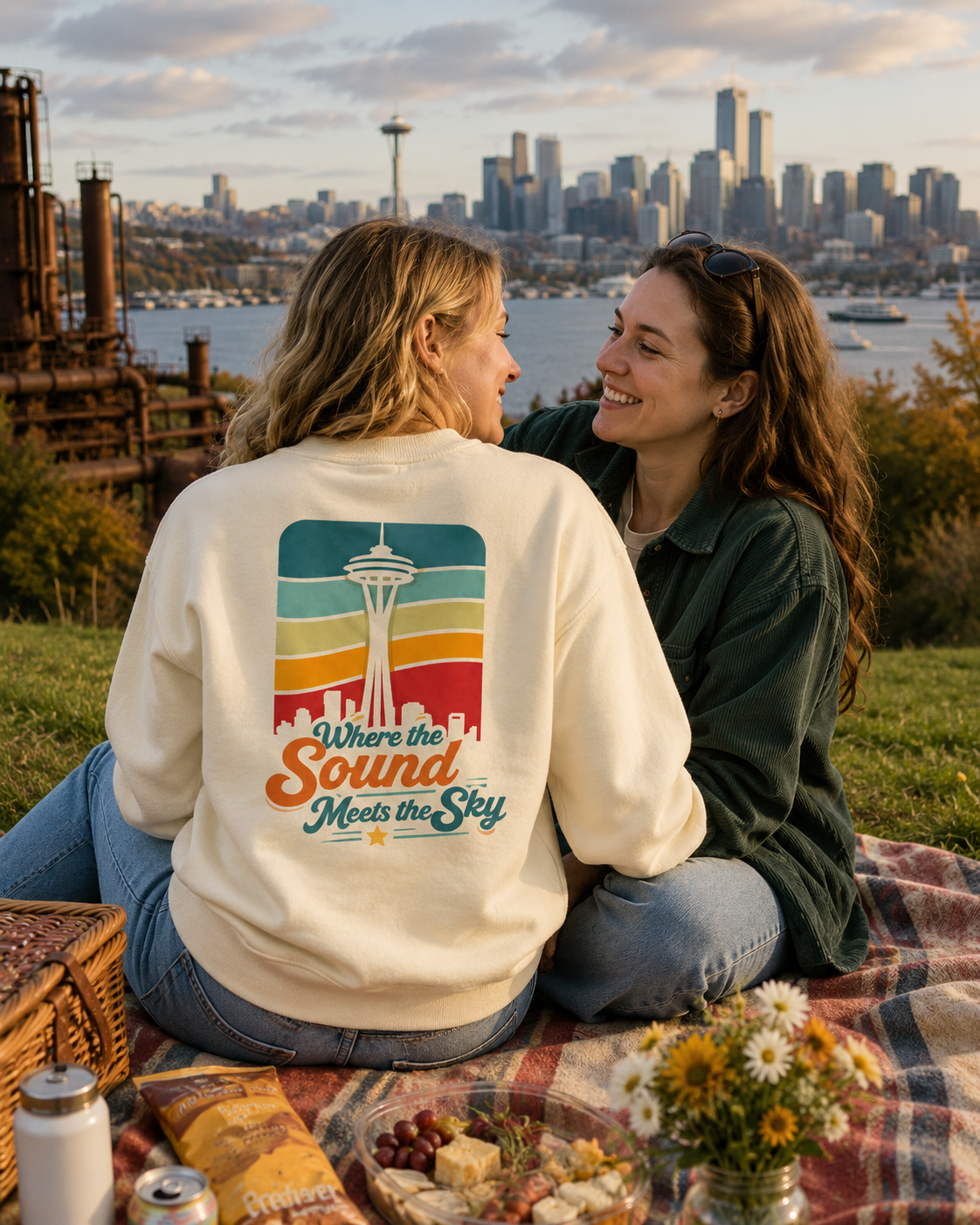 Where the Sound Meets the Sky Sweatshirt — queer-owned Pacific Northwest LGBTQ+ Pride apparel, front view