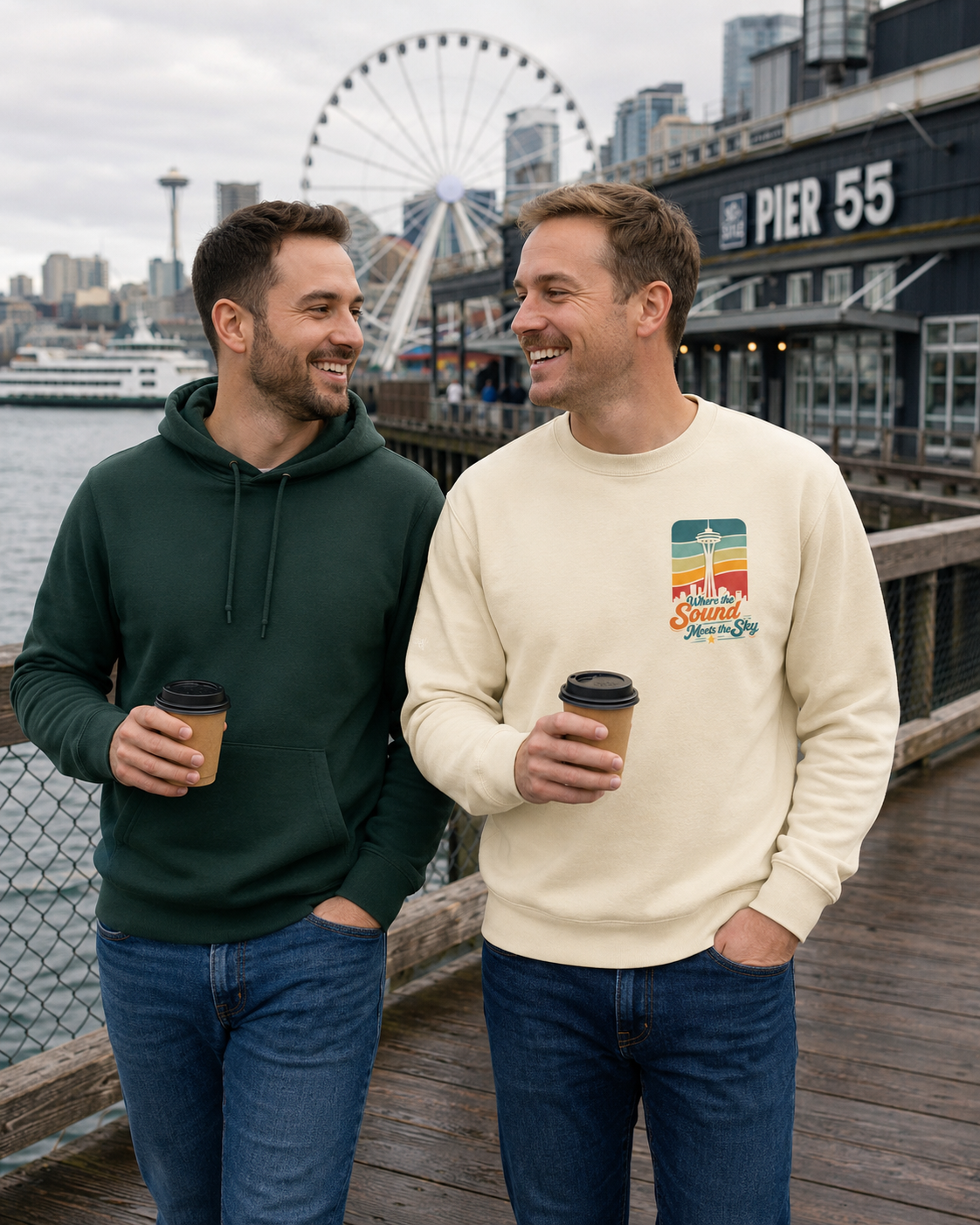 Where the Sound Meets the Sky Sweatshirt — queer-owned Pacific Northwest LGBTQ+ Pride apparel, front view