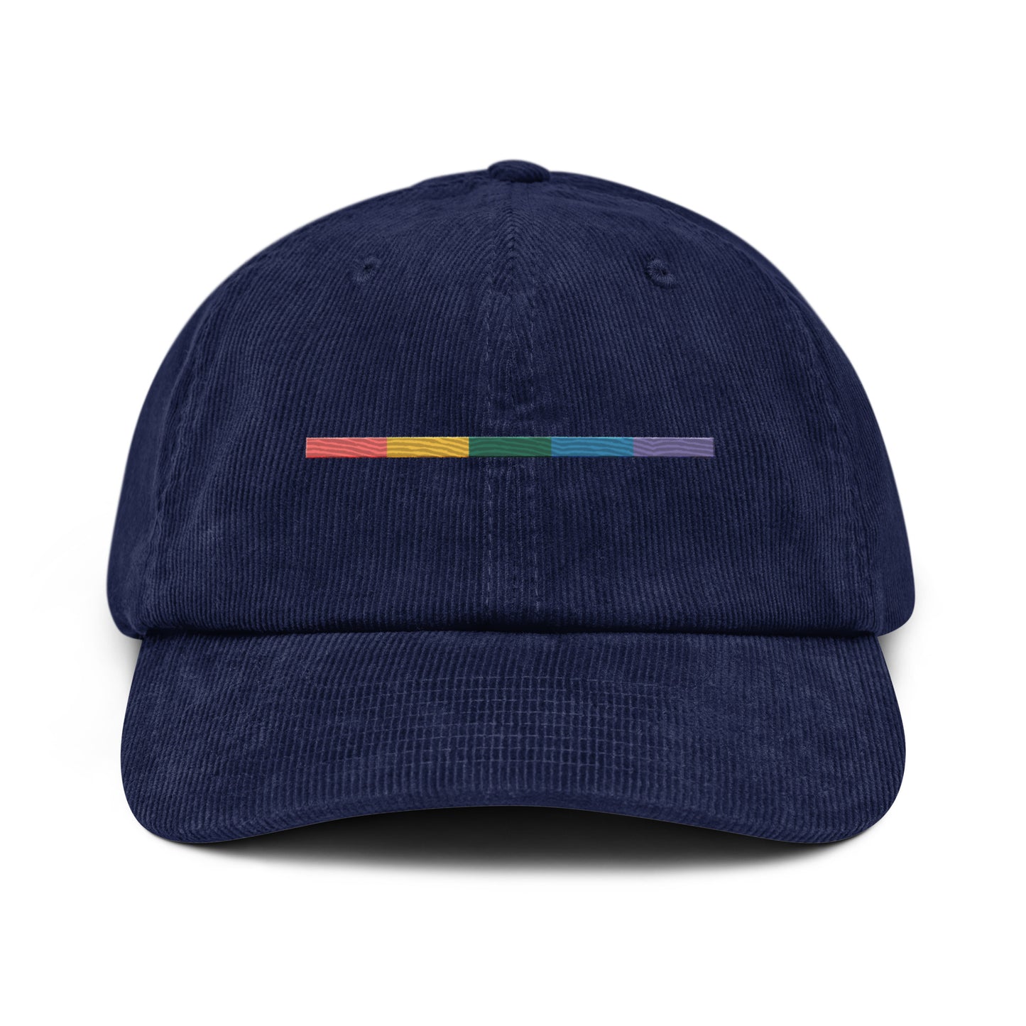 Signal Corduroy Cap — oxford navy, front view, queer-owned PNW Pride apparel