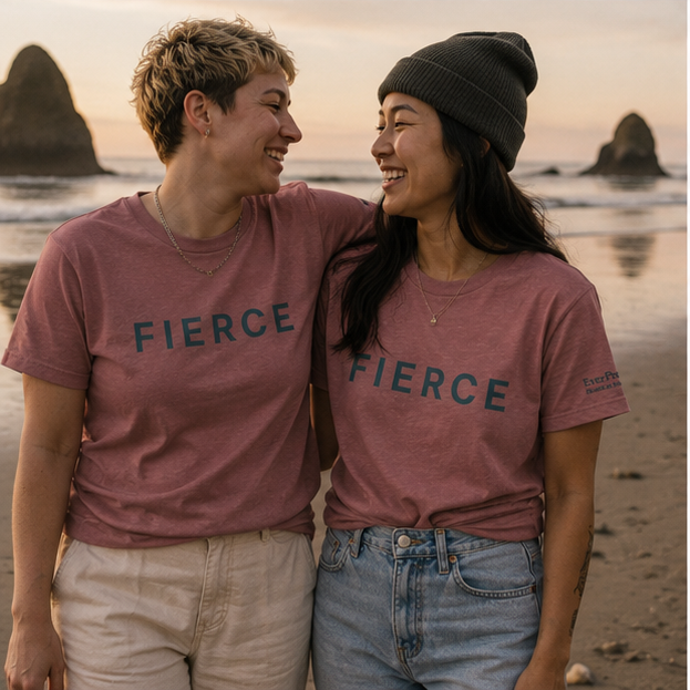 Fierce Women's Relaxed T-Shirt on the Pacific Northwest coast — queer-owned PNW Pride apparel, front view