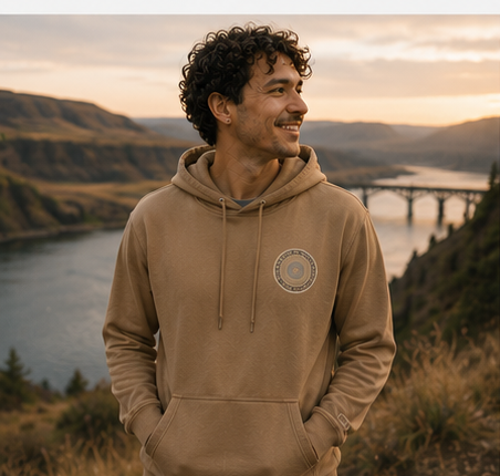 Quiet Rings Hoodie — queer-owned Pacific Northwest LGBTQ+ Pride apparel, front view