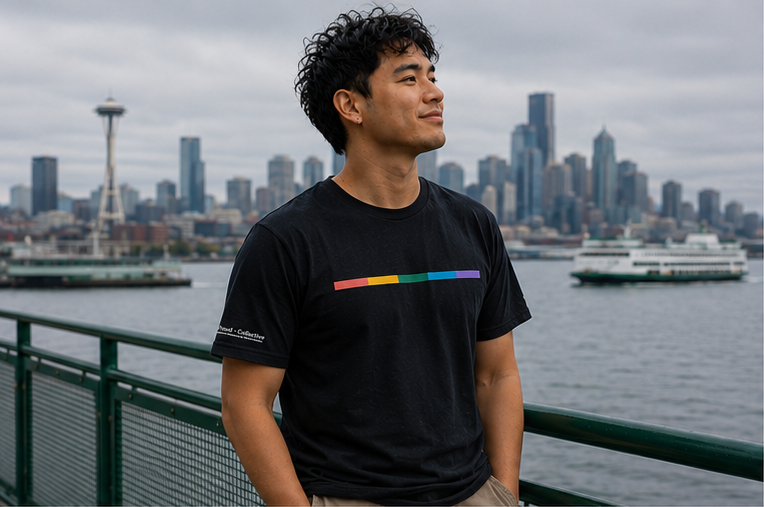 Signal Core T-Shirt — queer-owned Pacific Northwest LGBTQ+ Pride apparel, front view
