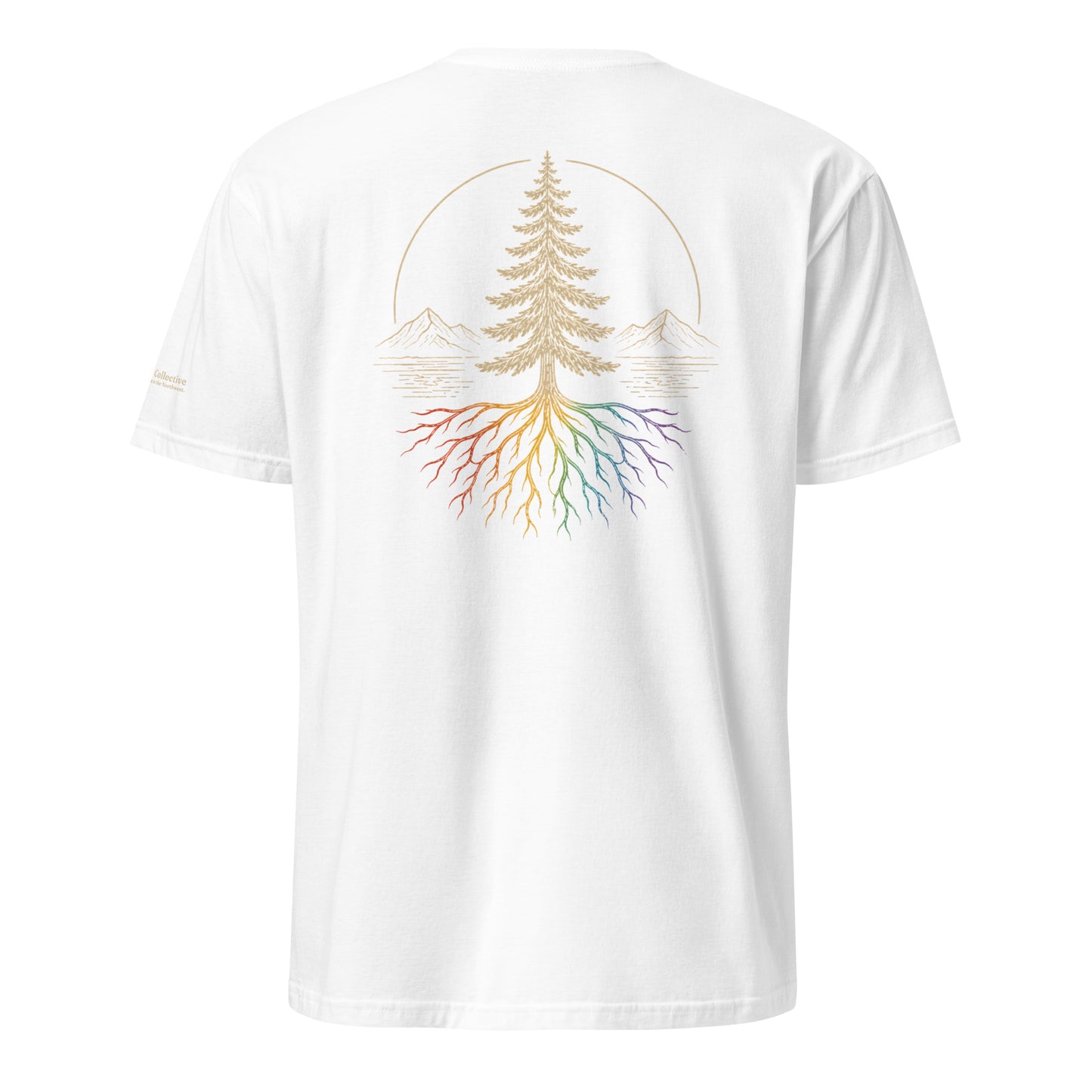 Beneath the Canopy T-Shirt — white, back view, queer-owned PNW Pride apparel