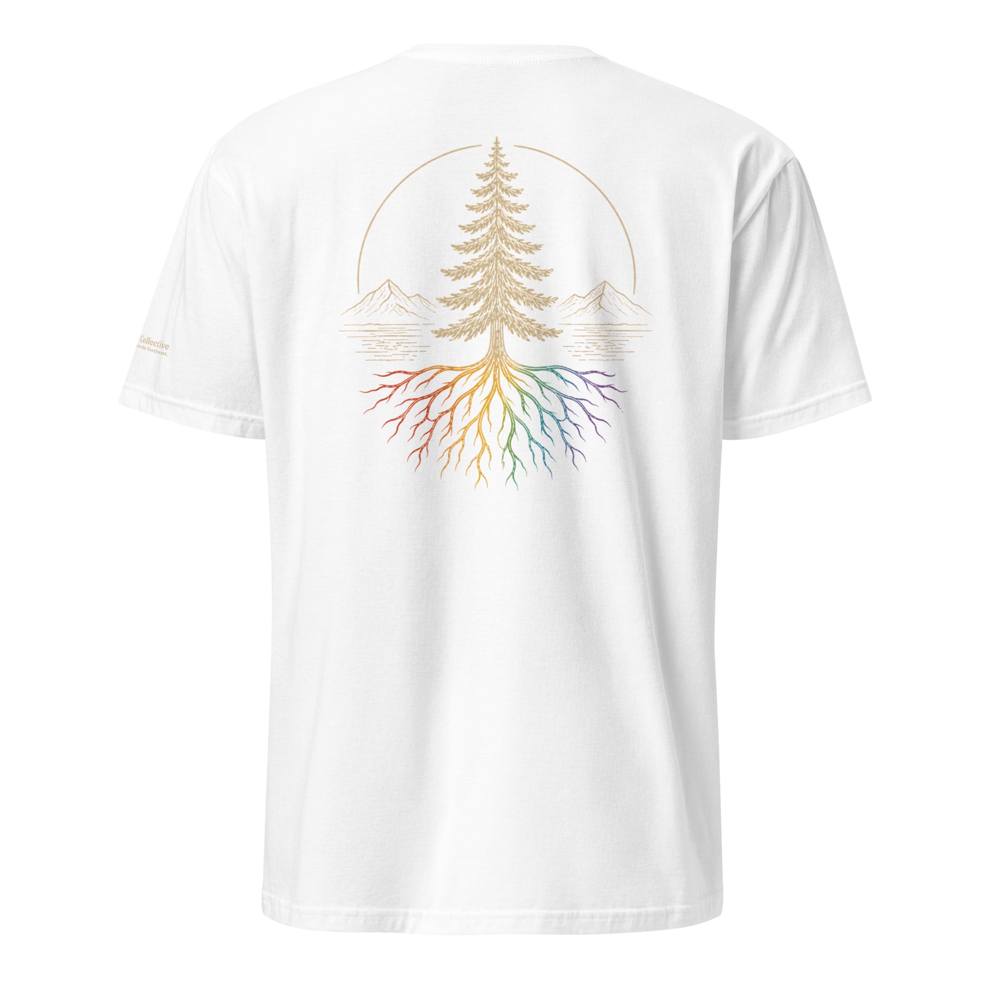 Beneath the Canopy T-Shirt — white, back view, queer-owned PNW Pride apparel