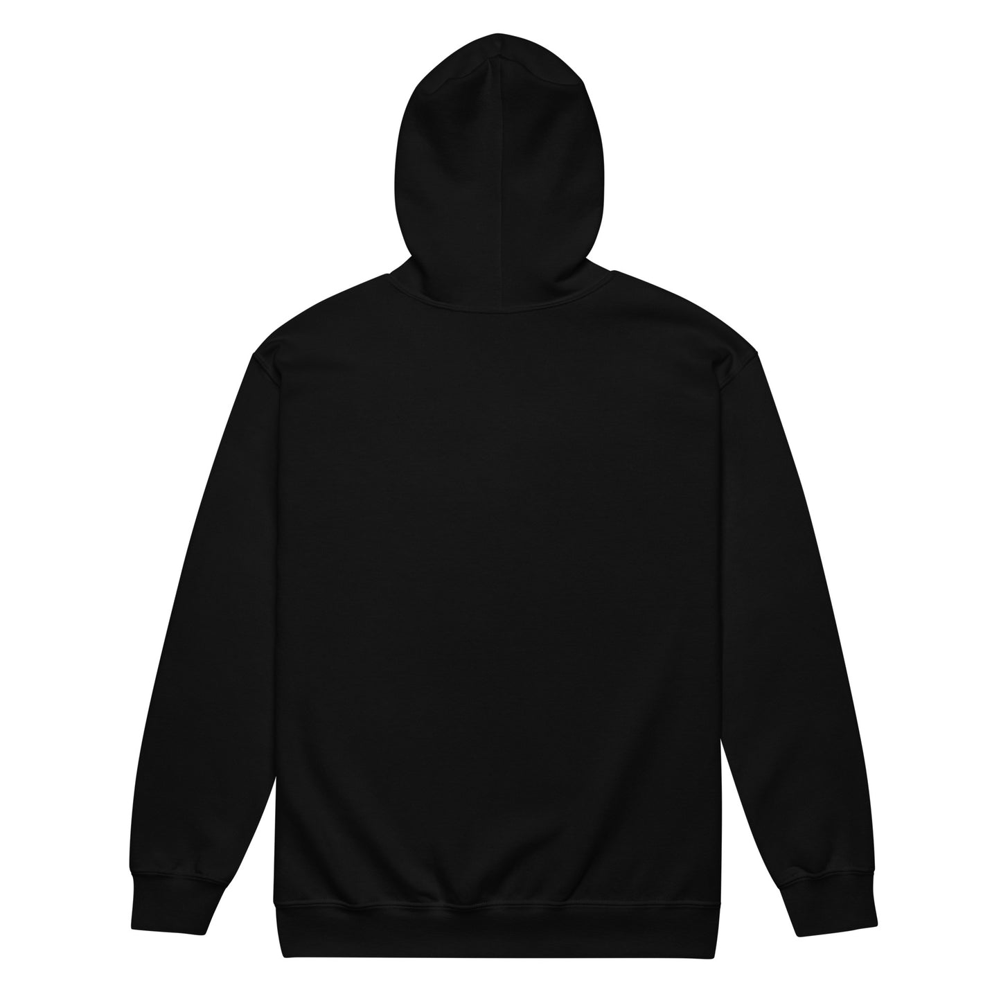 Moved by the Tide Zip Hoodie — black, back view, queer-owned PNW Pride apparel