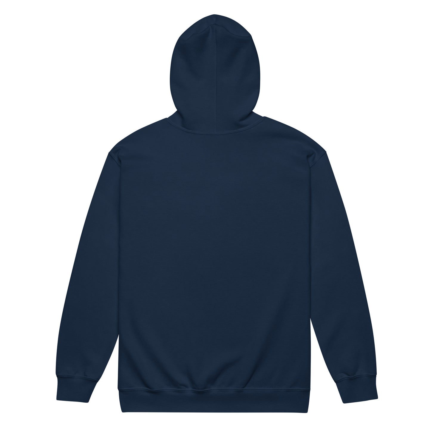 Moved by the Tide Zip Hoodie — navy, back view, queer-owned PNW Pride apparel