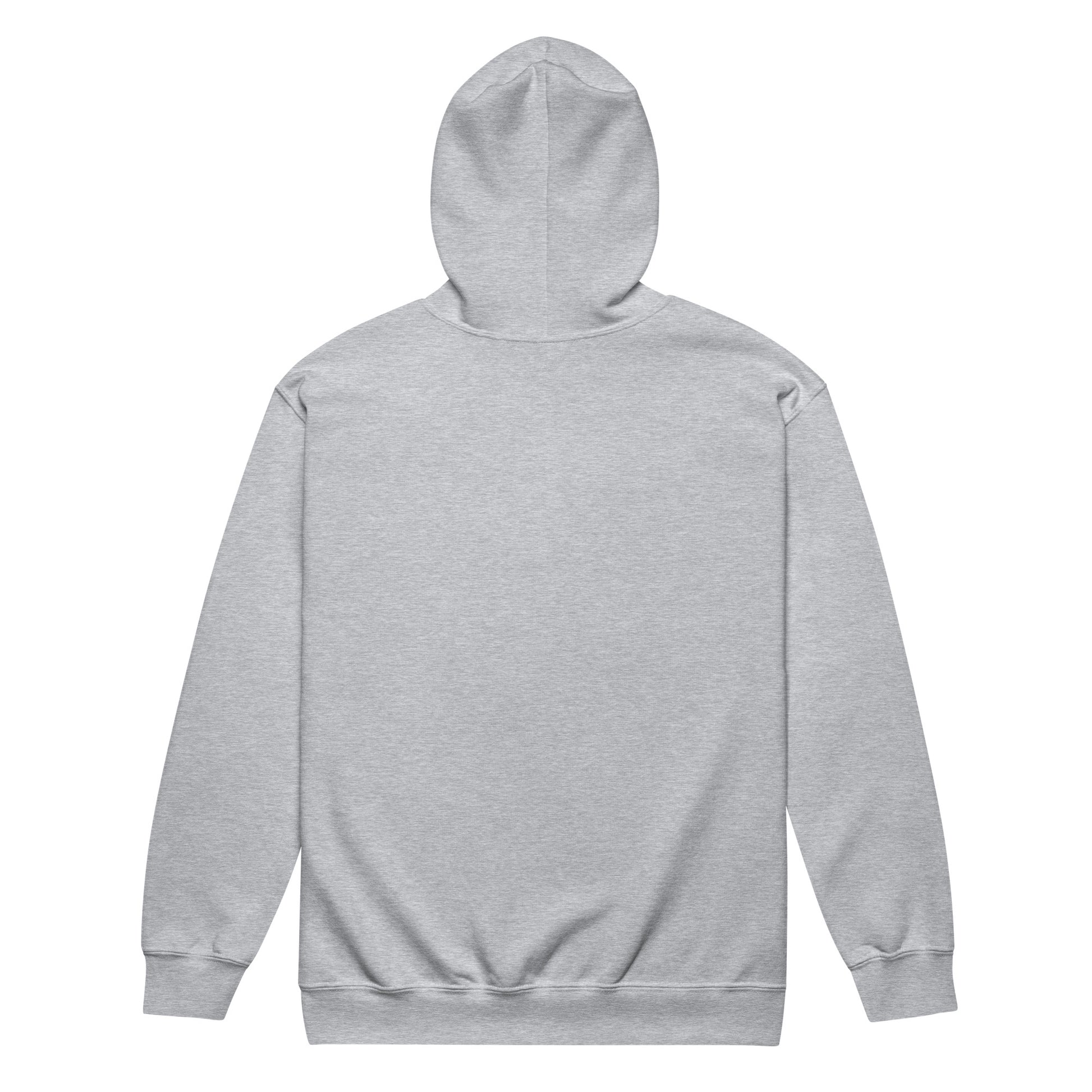 Moved by the Tide Zip Hoodie — sport grey, back view, queer-owned PNW Pride apparel