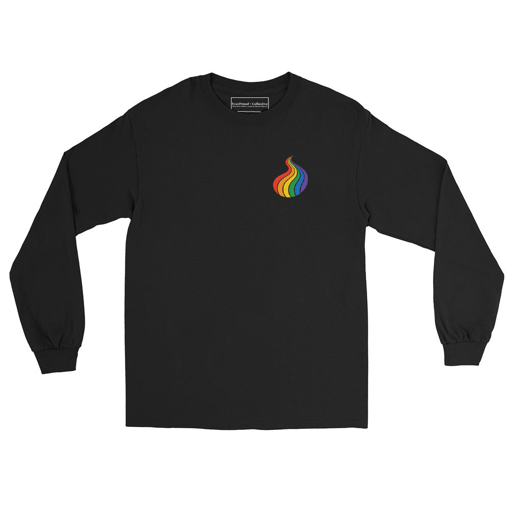 ProudPath Long Sleeve Tee — black, front view, queer-owned PNW Pride apparel