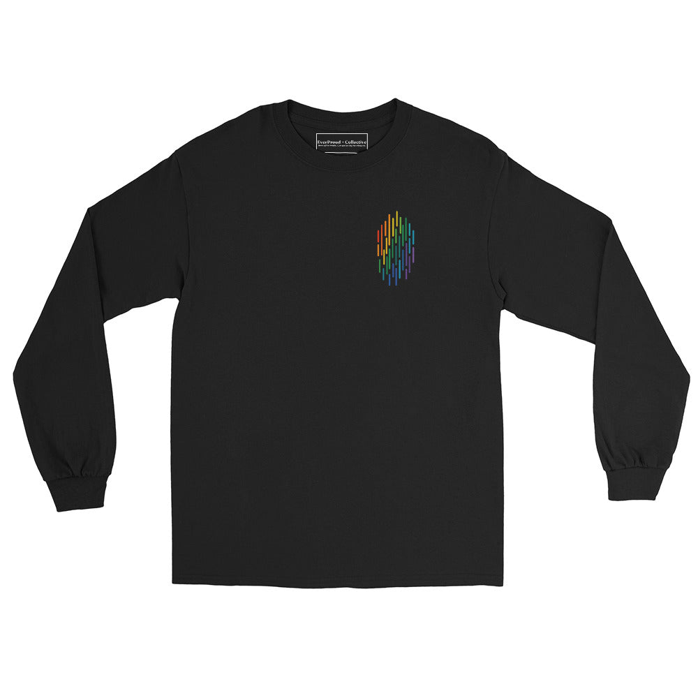 PrideFall Long Sleeve Tee — black, front view, queer-owned PNW Pride apparel