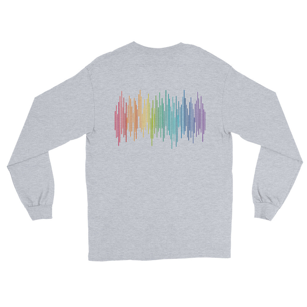 PrideFall Long Sleeve Tee — sport grey, back view, queer-owned PNW Pride apparel