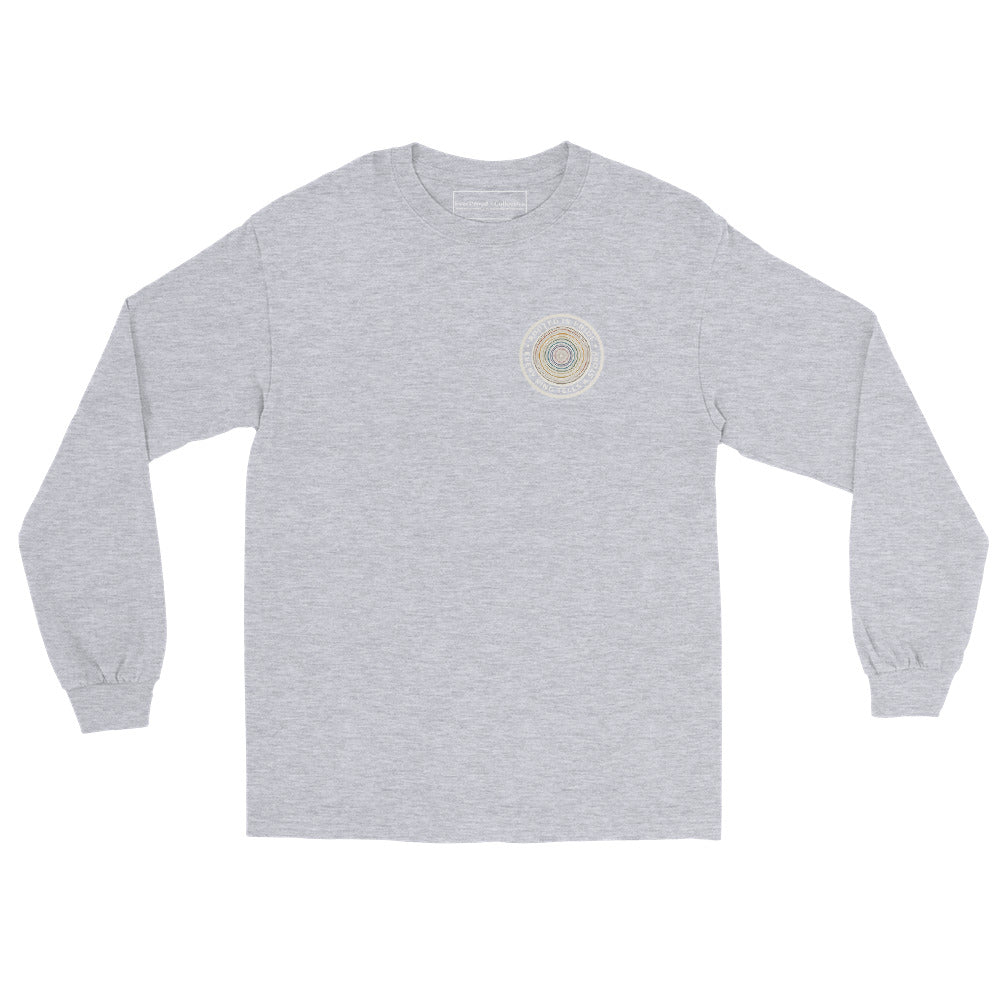 Quiet Rings Long Sleeve Tee — sport grey, front view, queer-owned PNW Pride apparel