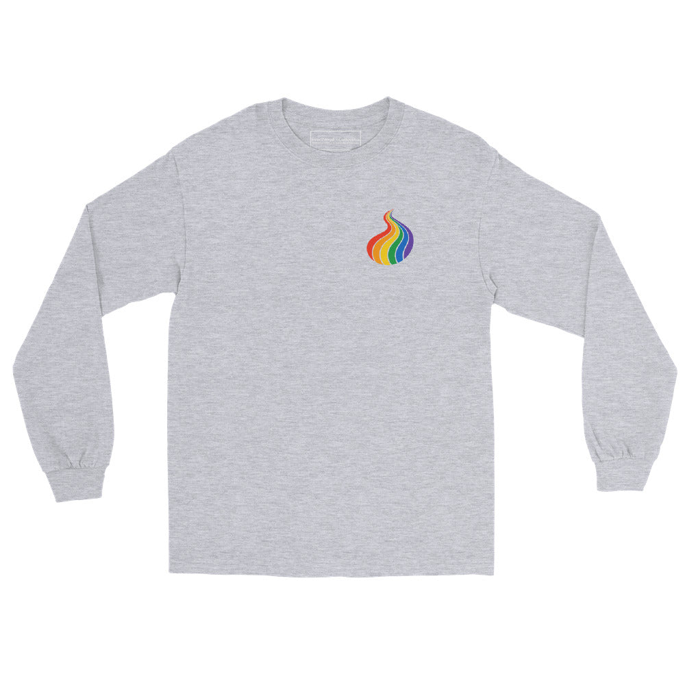 ProudPath Long Sleeve Tee — sport grey, front view, queer-owned PNW Pride apparel