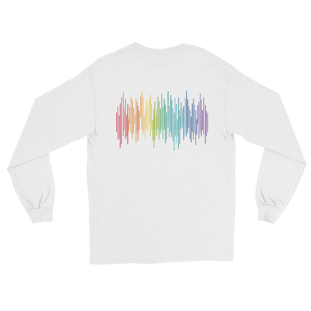 PrideFall Long Sleeve Tee — white, back view, queer-owned PNW Pride apparel