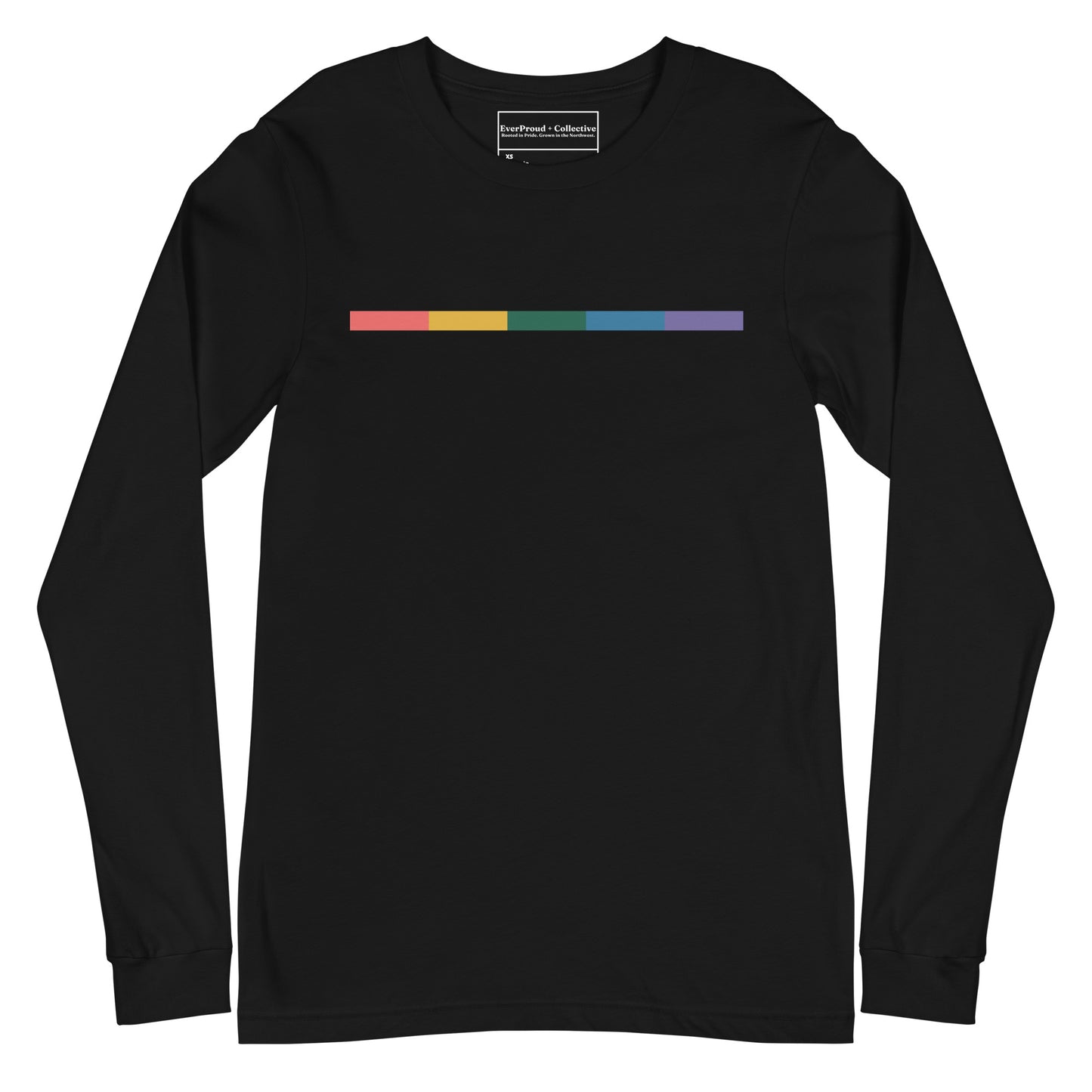 Signal Long Sleeve Tee — black, front view, queer-owned PNW Pride apparel