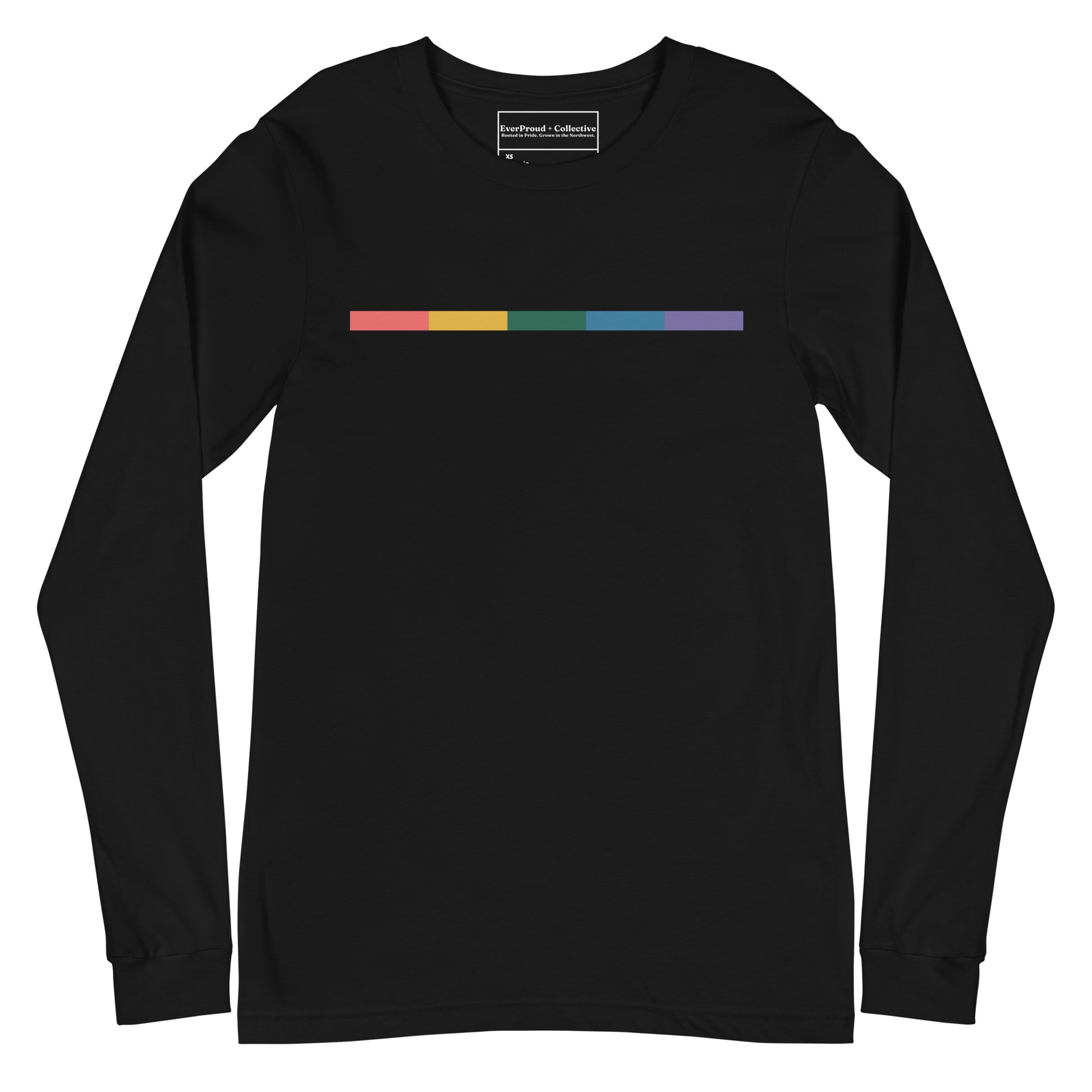Signal Long Sleeve Tee — black, front view, queer-owned PNW Pride apparel