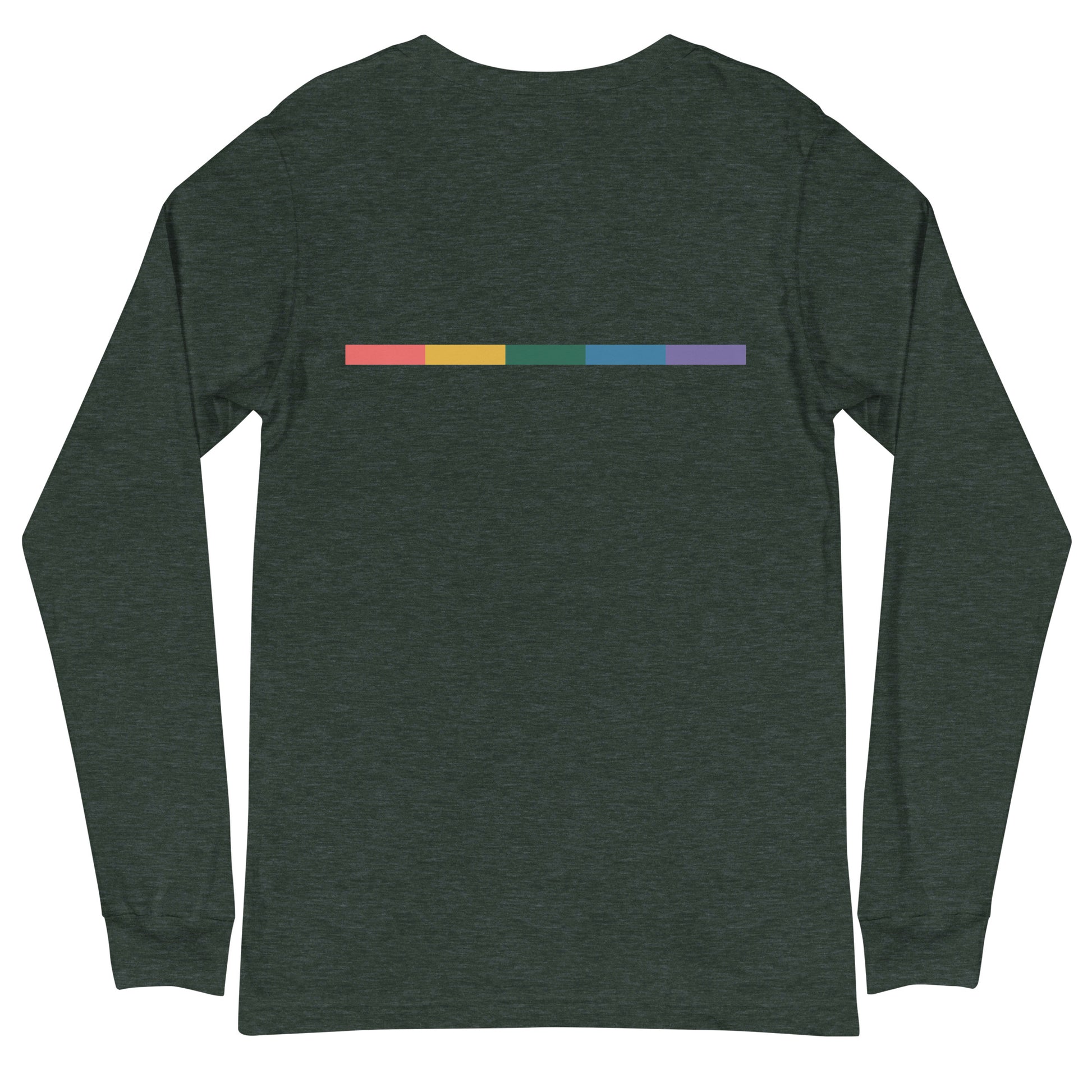 Signal Long Sleeve Tee — heather forest, back view, queer-owned PNW Pride apparel