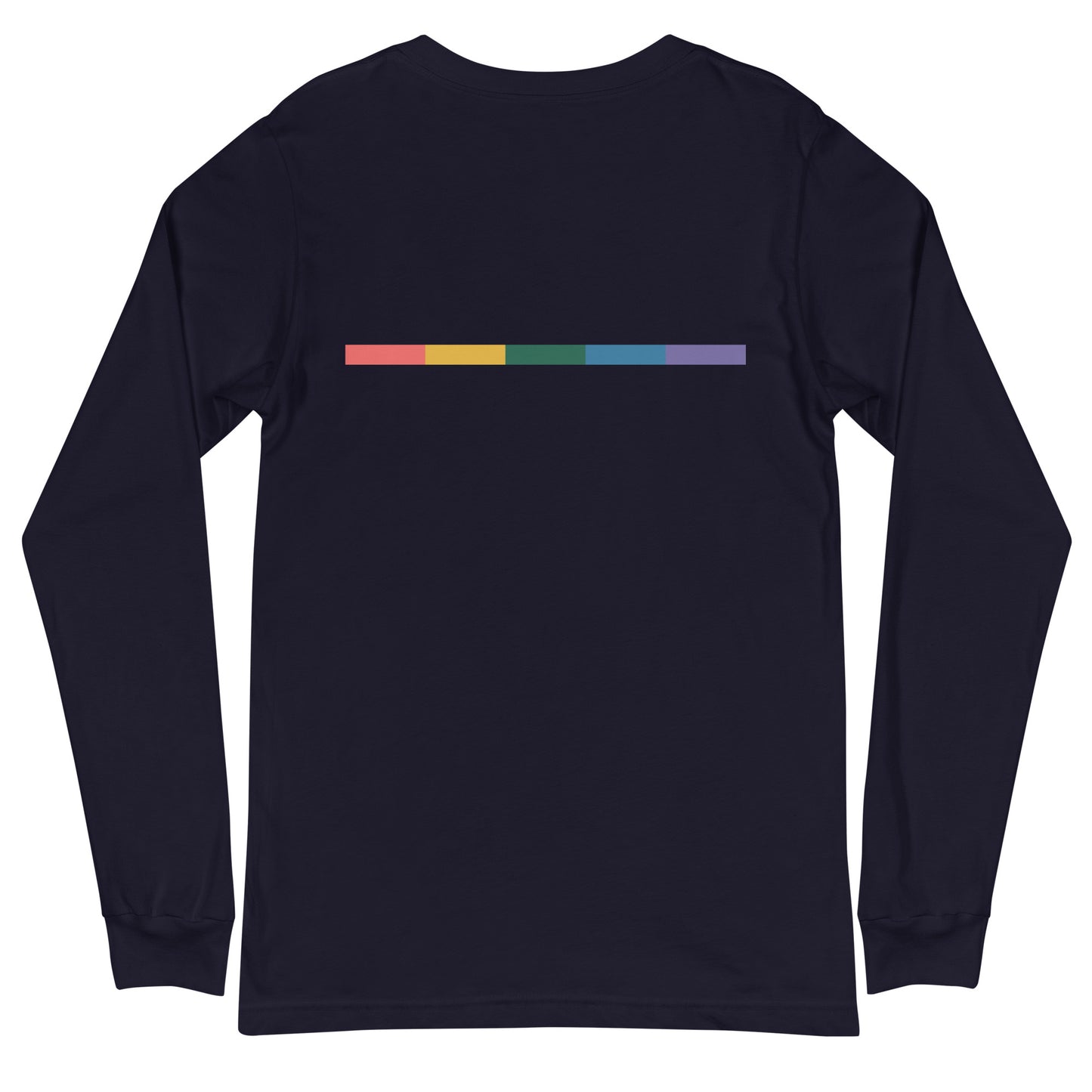 Signal Long Sleeve Tee — navy, back view, queer-owned PNW Pride apparel