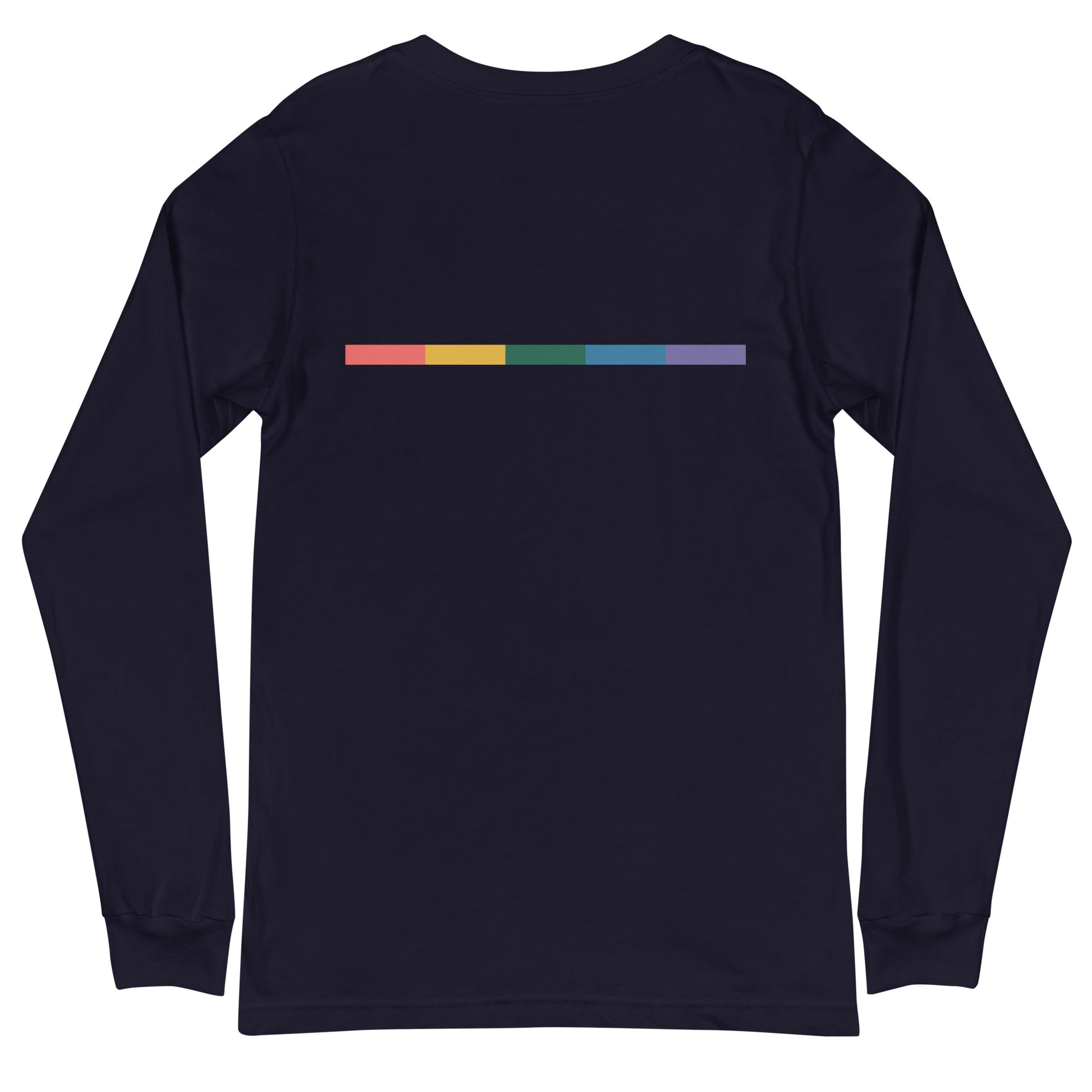 Signal Long Sleeve Tee — navy, back view, queer-owned PNW Pride apparel