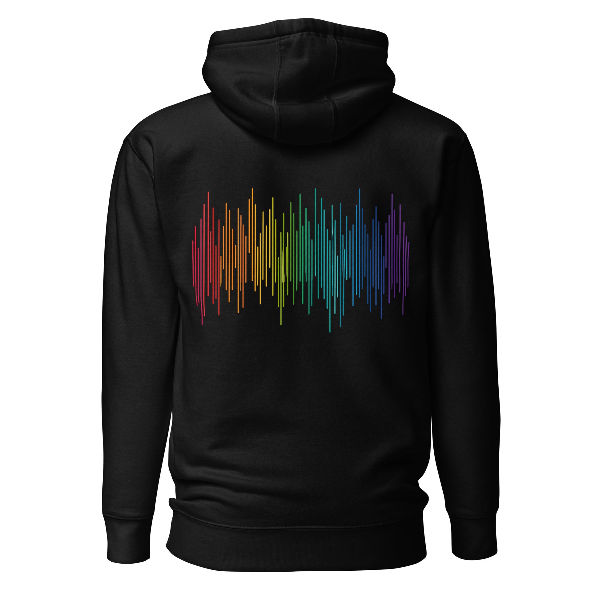 PrideFall Hoodie — black, back view, queer-owned PNW Pride apparel