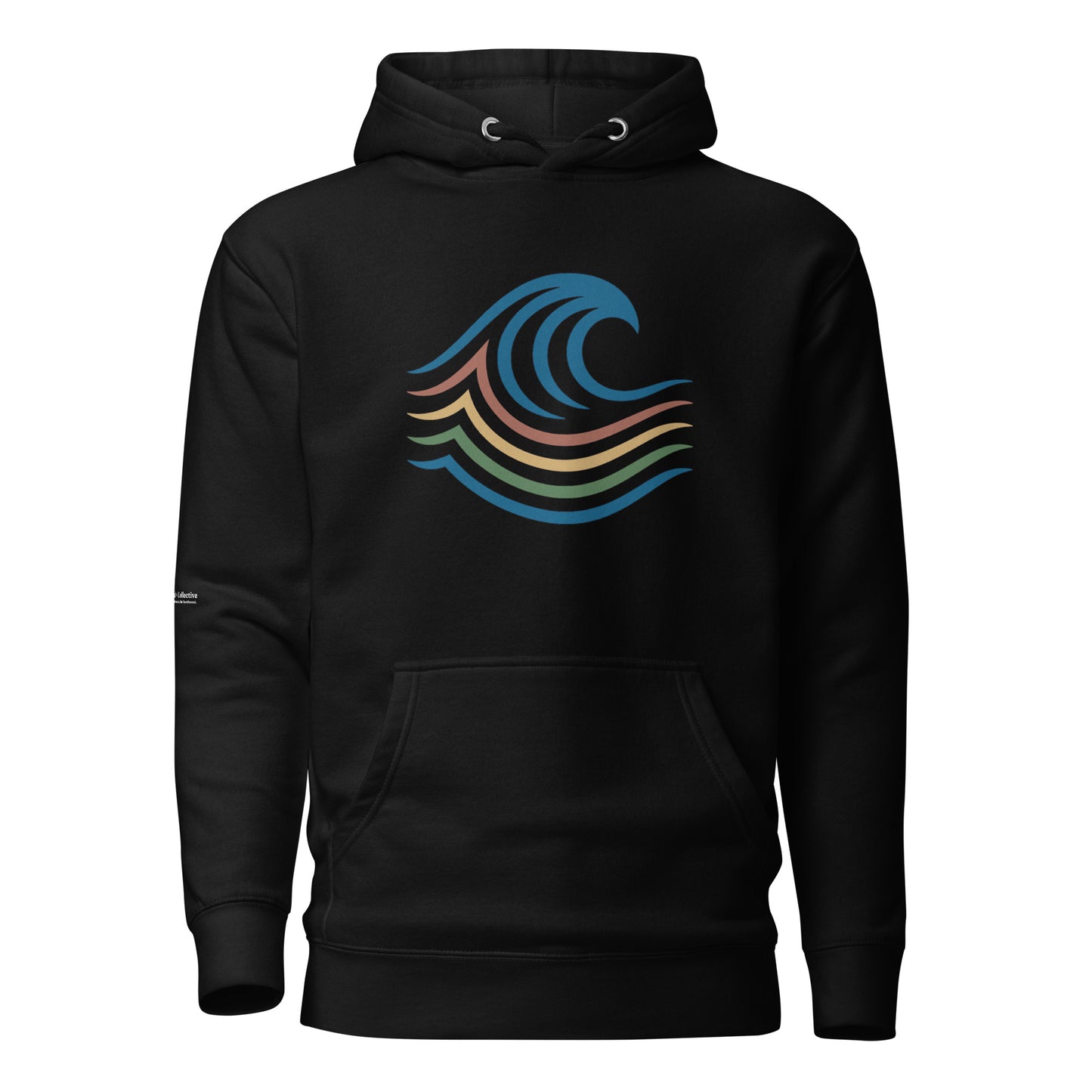 BreakWater Hoodie — black, front view, queer-owned PNW Pride apparel