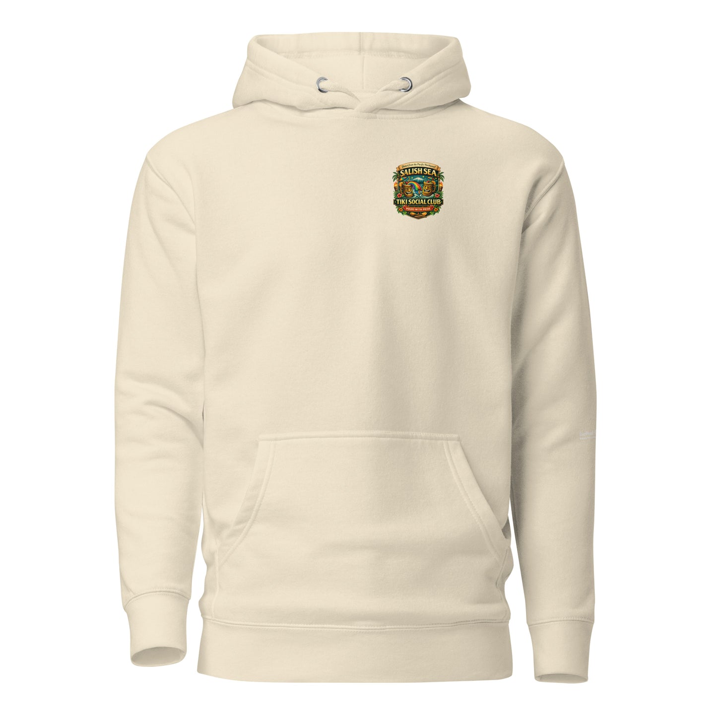 Tiki Drag Brunch Hoodie — bone, front view, queer-owned PNW Pride apparel