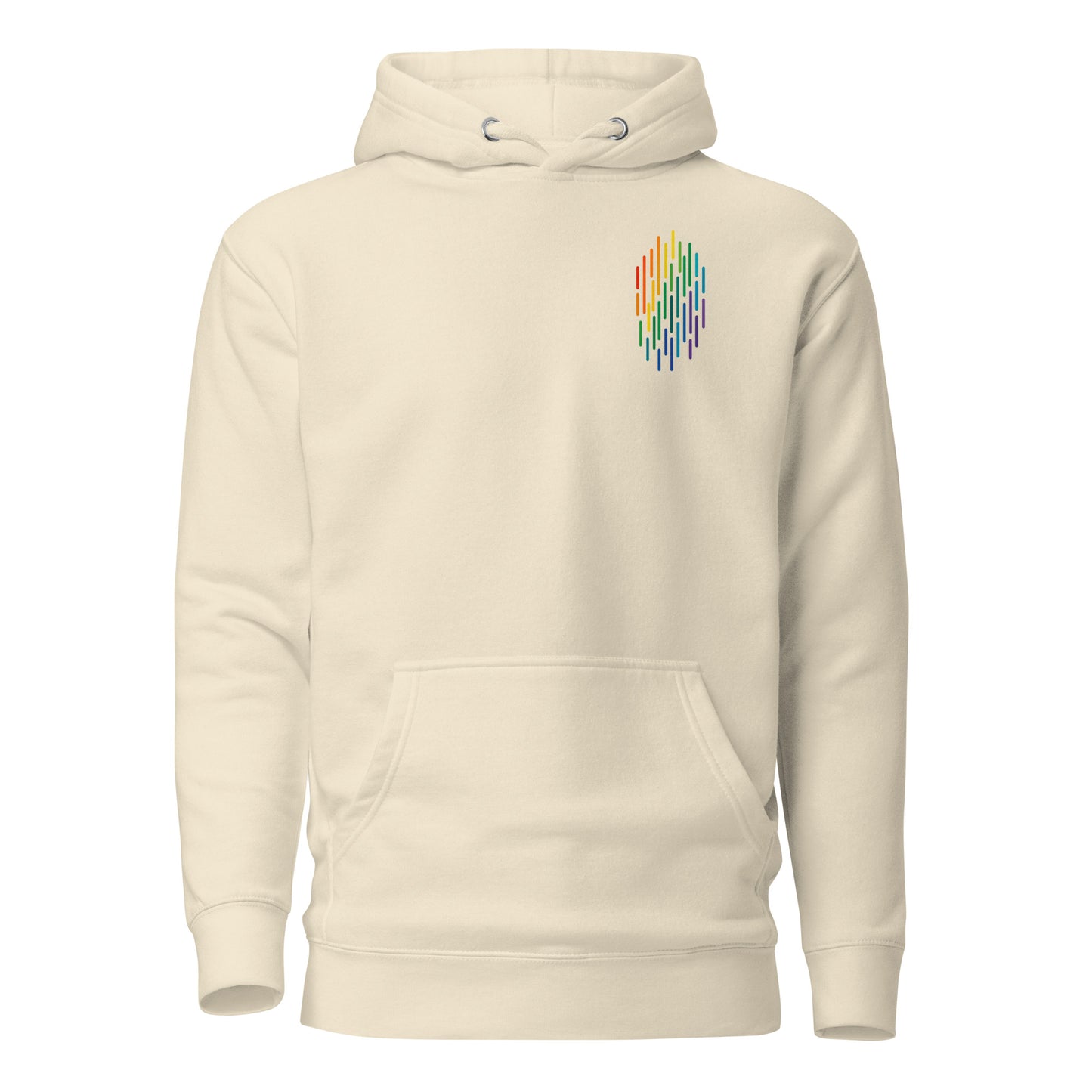 PrideFall Hoodie — bone, front view, queer-owned PNW Pride apparel