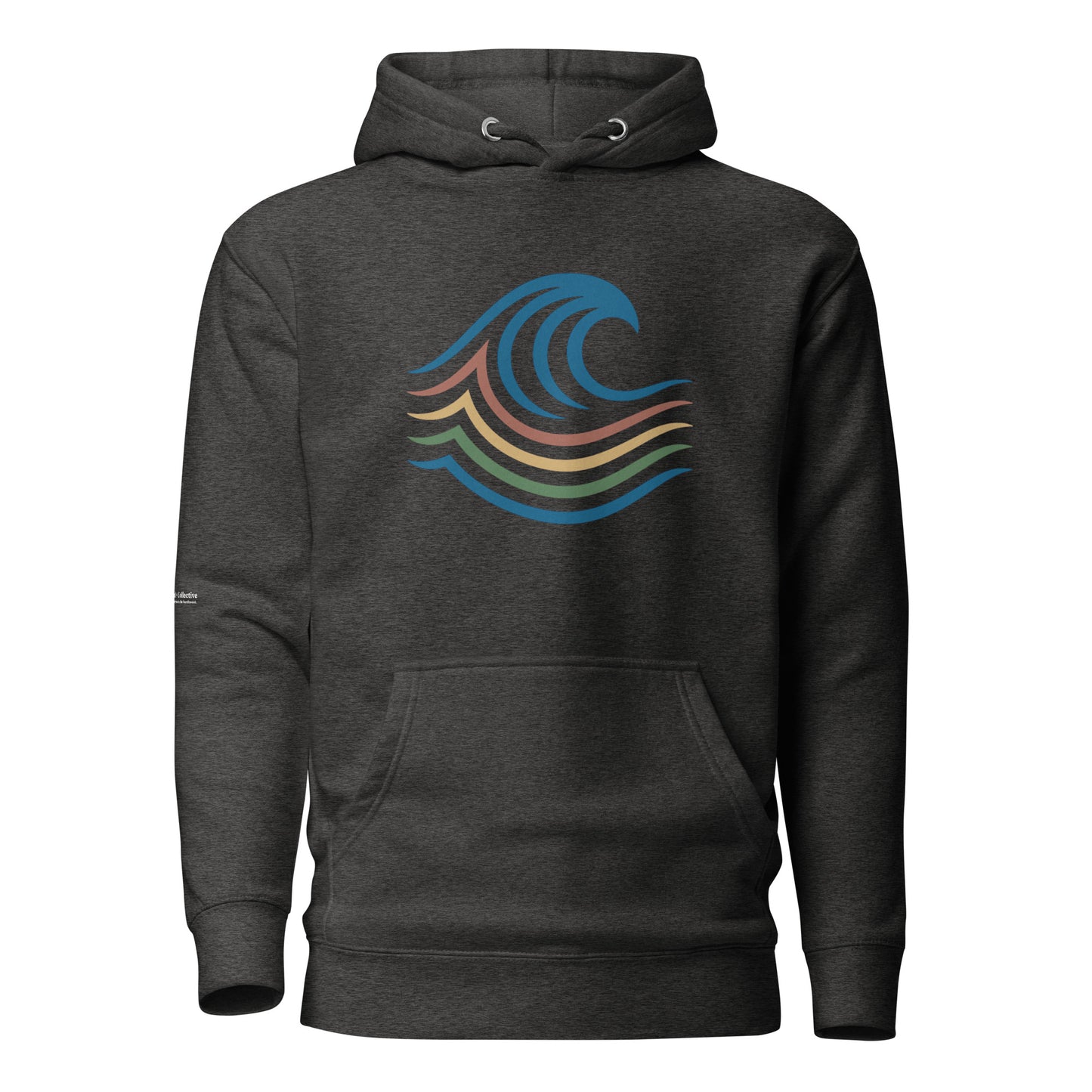 BreakWater Hoodie — charcoal heather, front view, queer-owned PNW Pride apparel