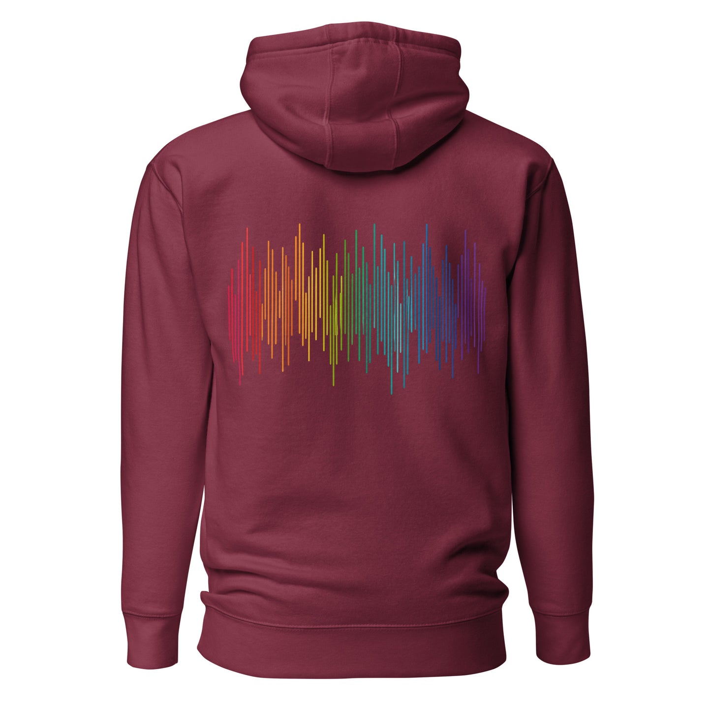 PrideFall Hoodie — maroon, back view, queer-owned PNW Pride apparel