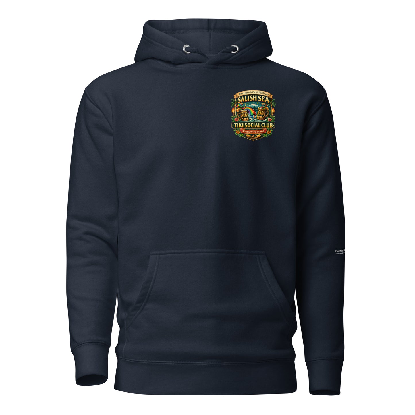 Pride on the Tide Hoodie — navy blazer, front view, queer-owned PNW Pride apparel