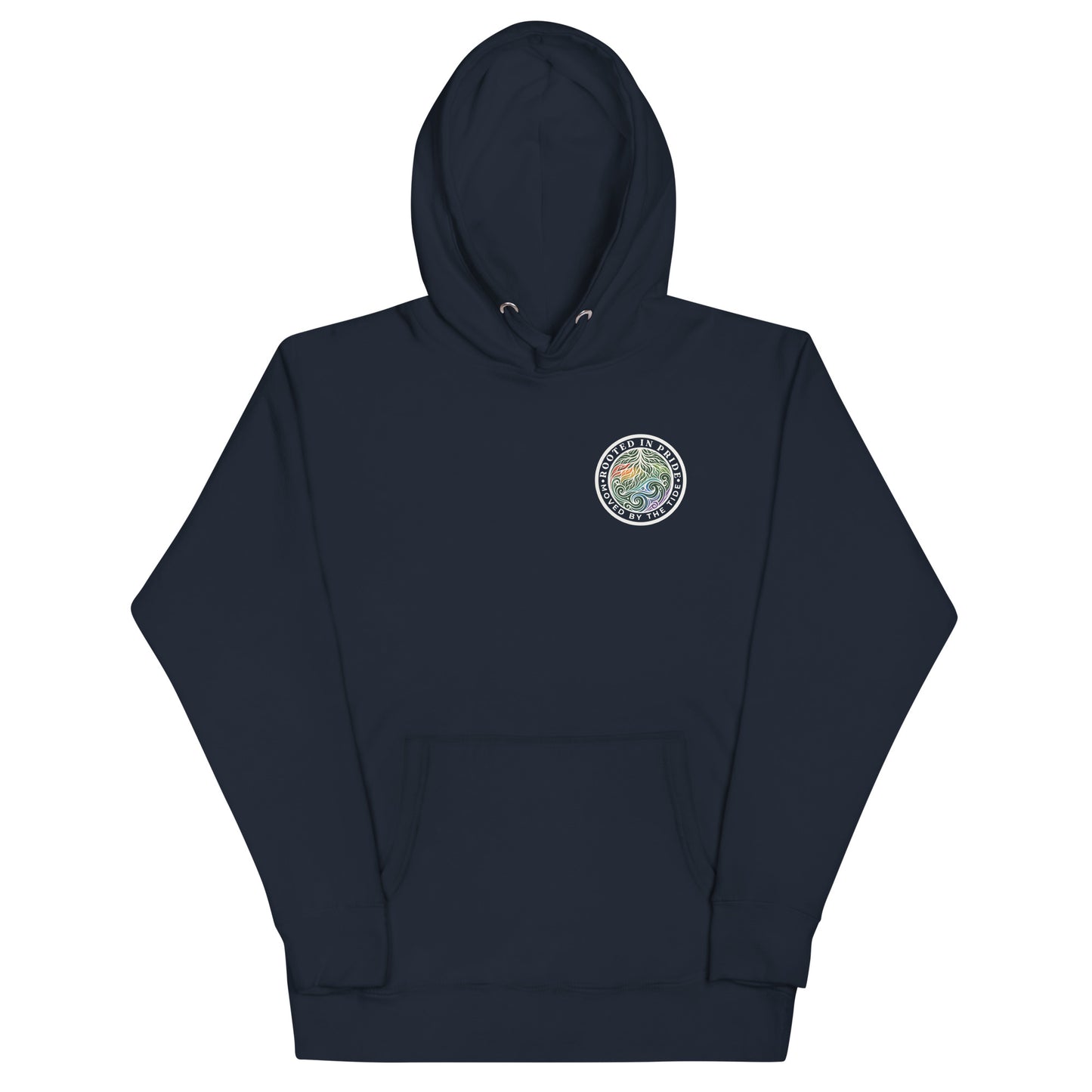 Moved by the Tide Hoodie — navy blazer, front view, queer-owned PNW Pride apparel