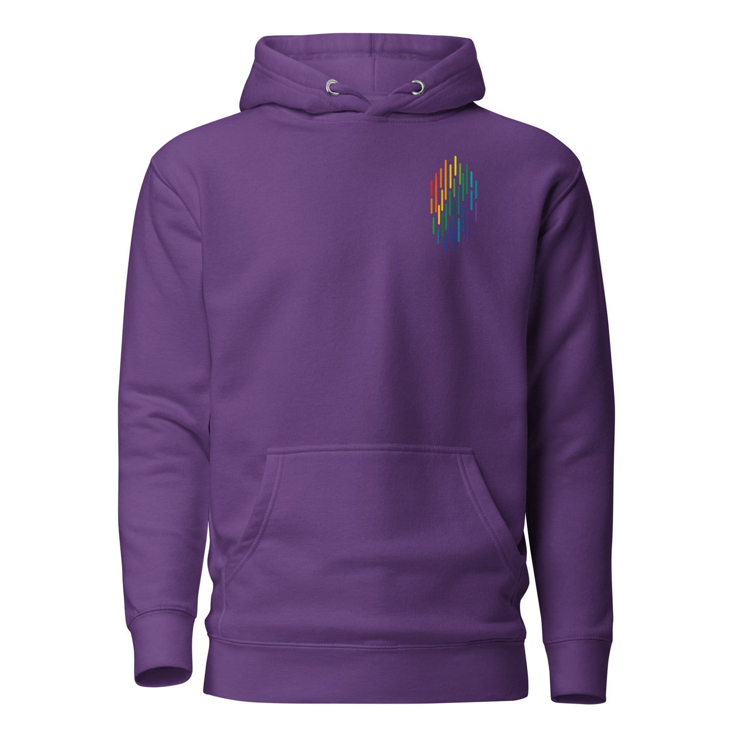 PrideFall Hoodie — purple, front view, queer-owned PNW Pride apparel