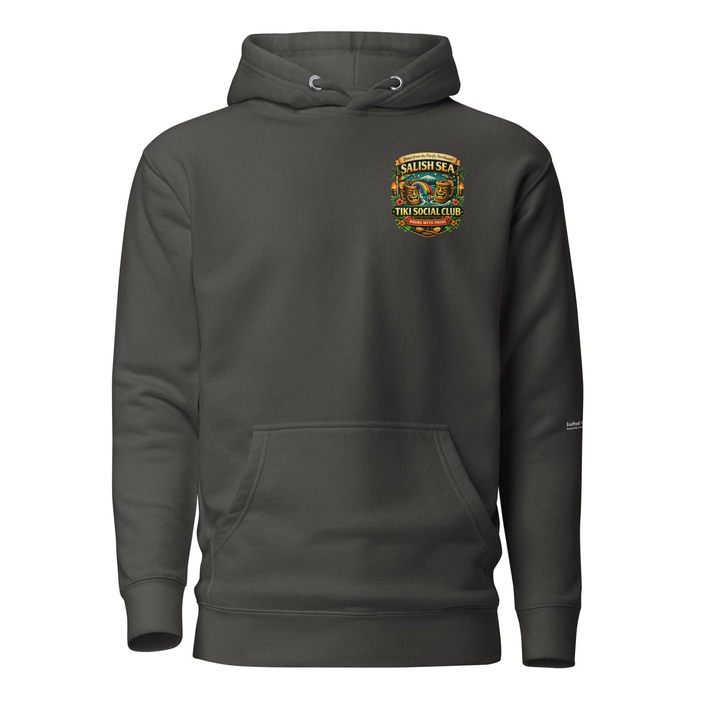 Ferry to Fabulous Hoodie — vintage black, front view, queer-owned PNW Pride apparel