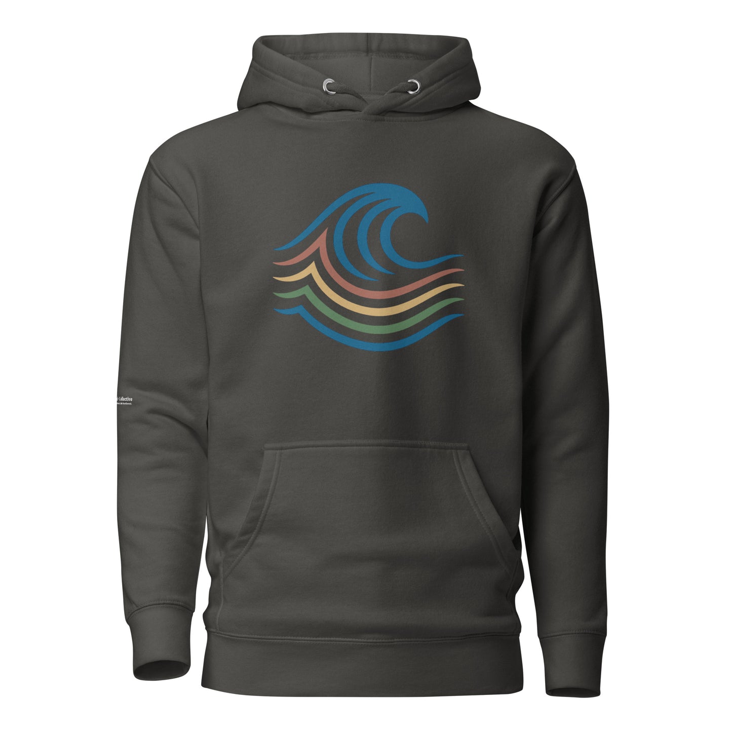 BreakWater Hoodie — vintage black, front view, queer-owned PNW Pride apparel