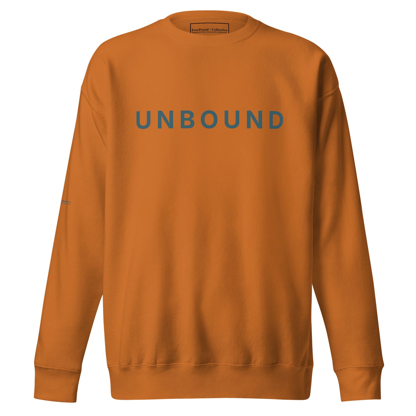 Unbound Sweatshirt — adobe, front view, queer-owned PNW Pride apparel