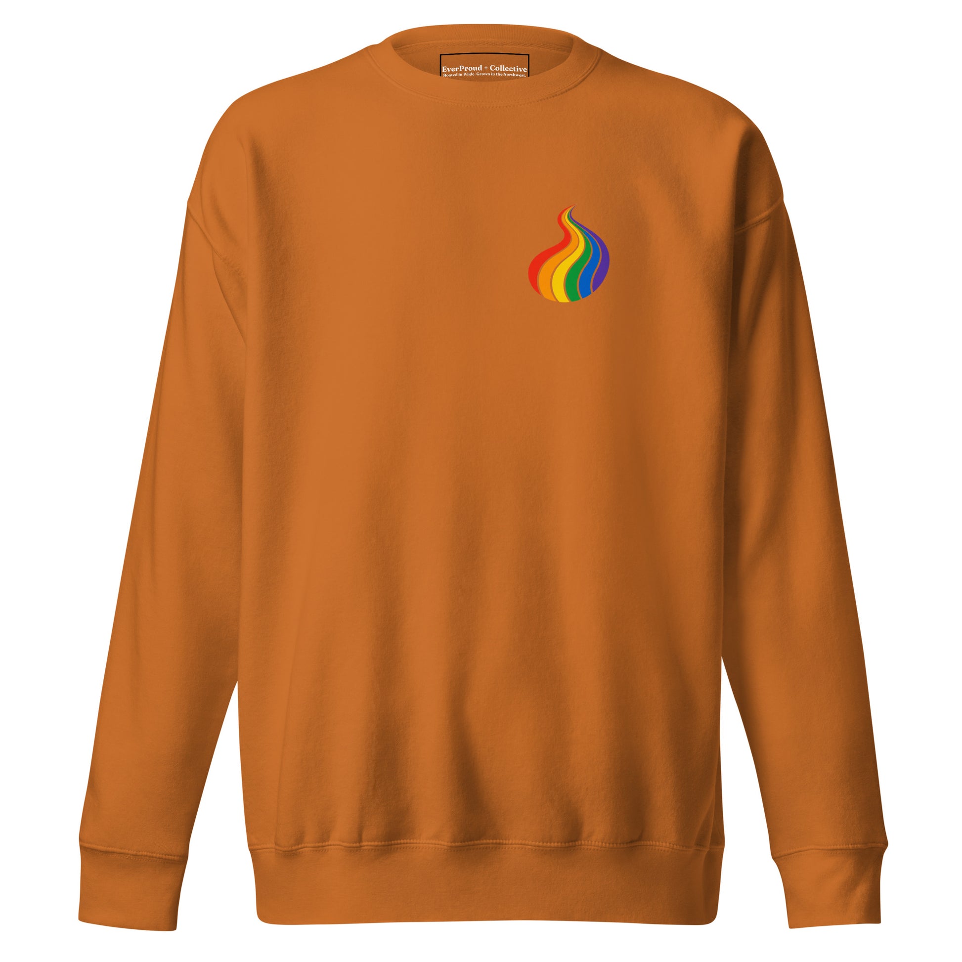 ProudPath Sweatshirt — adobe, front view, queer-owned PNW Pride apparel